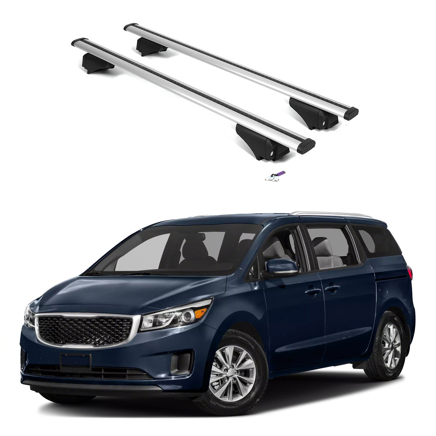 ERKUL Roof Rack Cross Bars for Kia Sedona 2015-2021 with Flush Rails - Silver