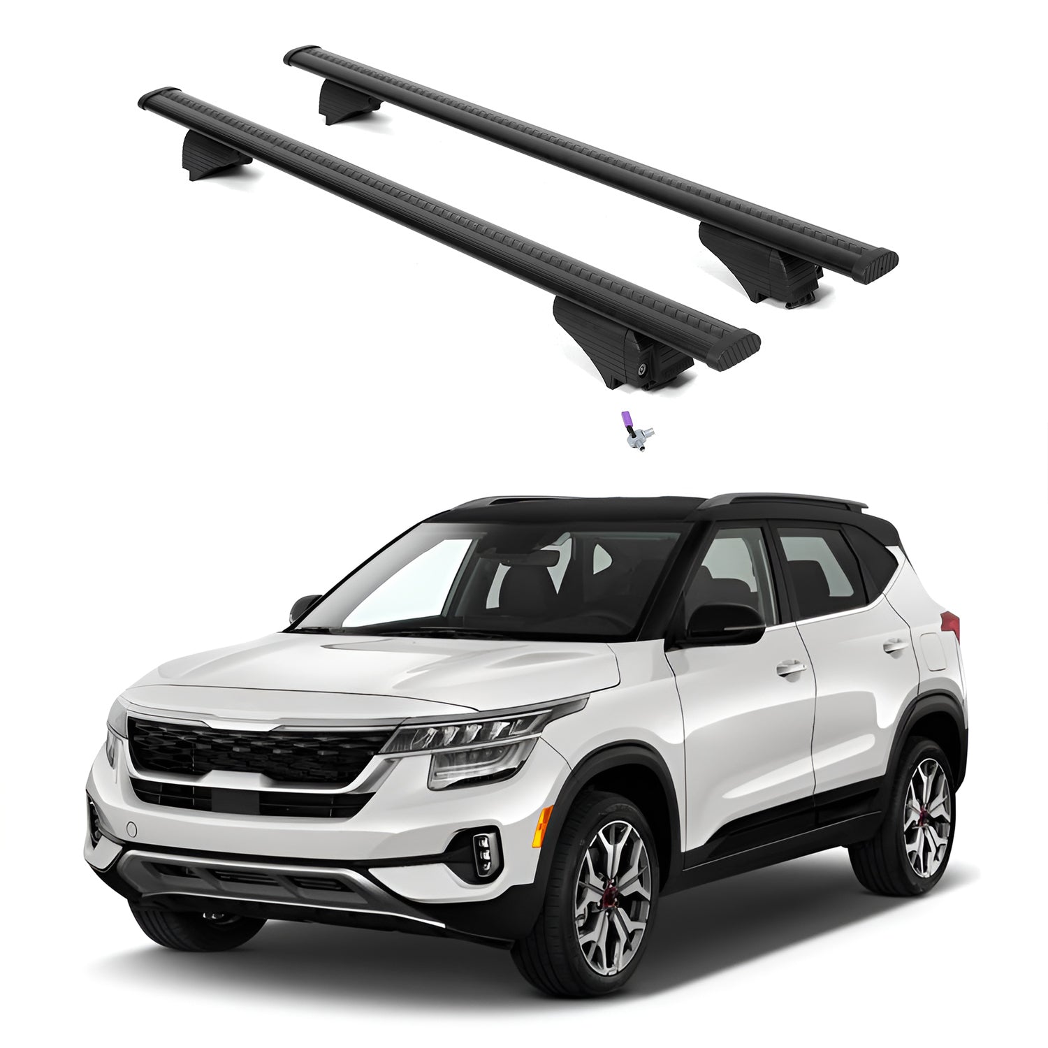 ERKUL Roof Rack Cross Bars for Kia Seltos 2021-2026 with Flush Rails - Black