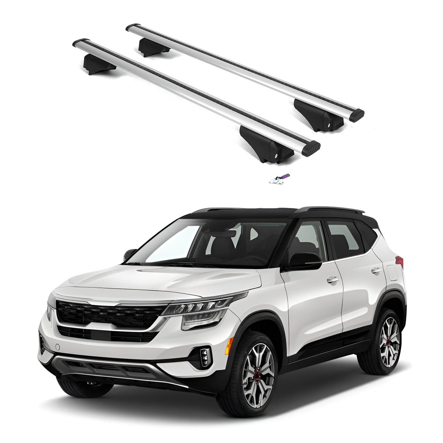 ERKUL Roof Rack Cross Bars for Kia Seltos 2021-2026 with Flush Rails - Silver