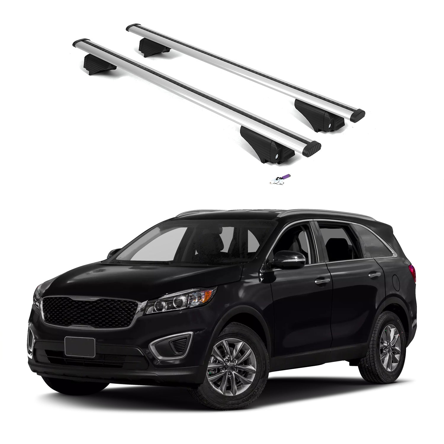 ERKUL Roof Rack Cross Bars for Kia Sorento 2016-2020 with Flush Rails - Silver