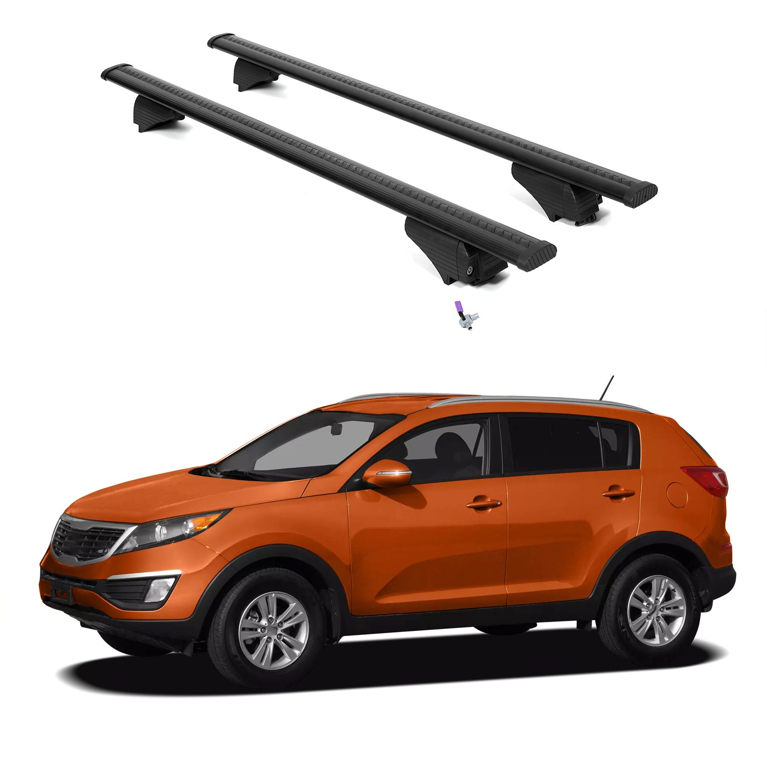 ERKUL Roof Rack Cross Bars for Kia Sportage 2011-2016 with Flush Rails - Black