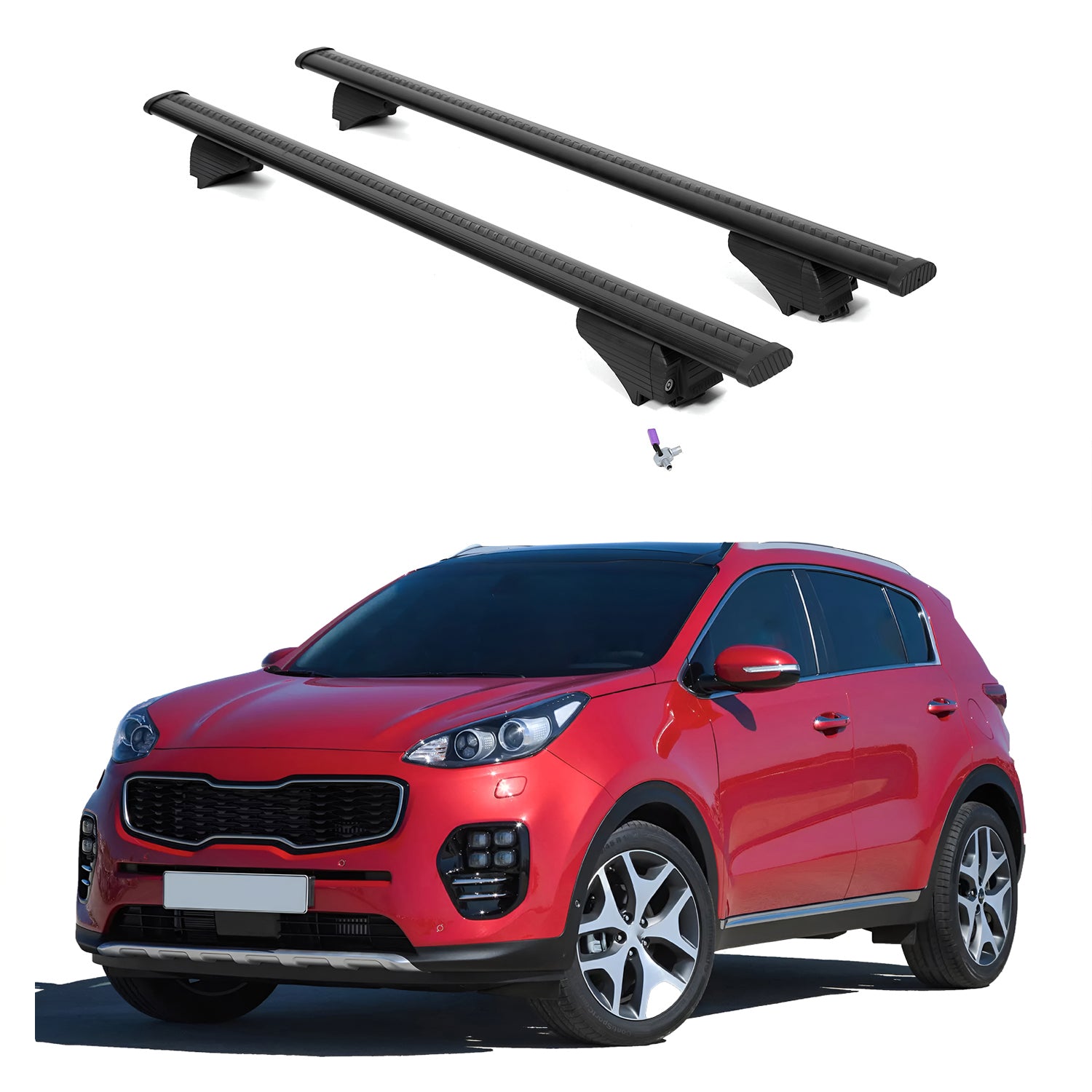 ERKUL Roof Rack Cross Bars for Kia Sportage 2017-2022 with Flush Rails - Black