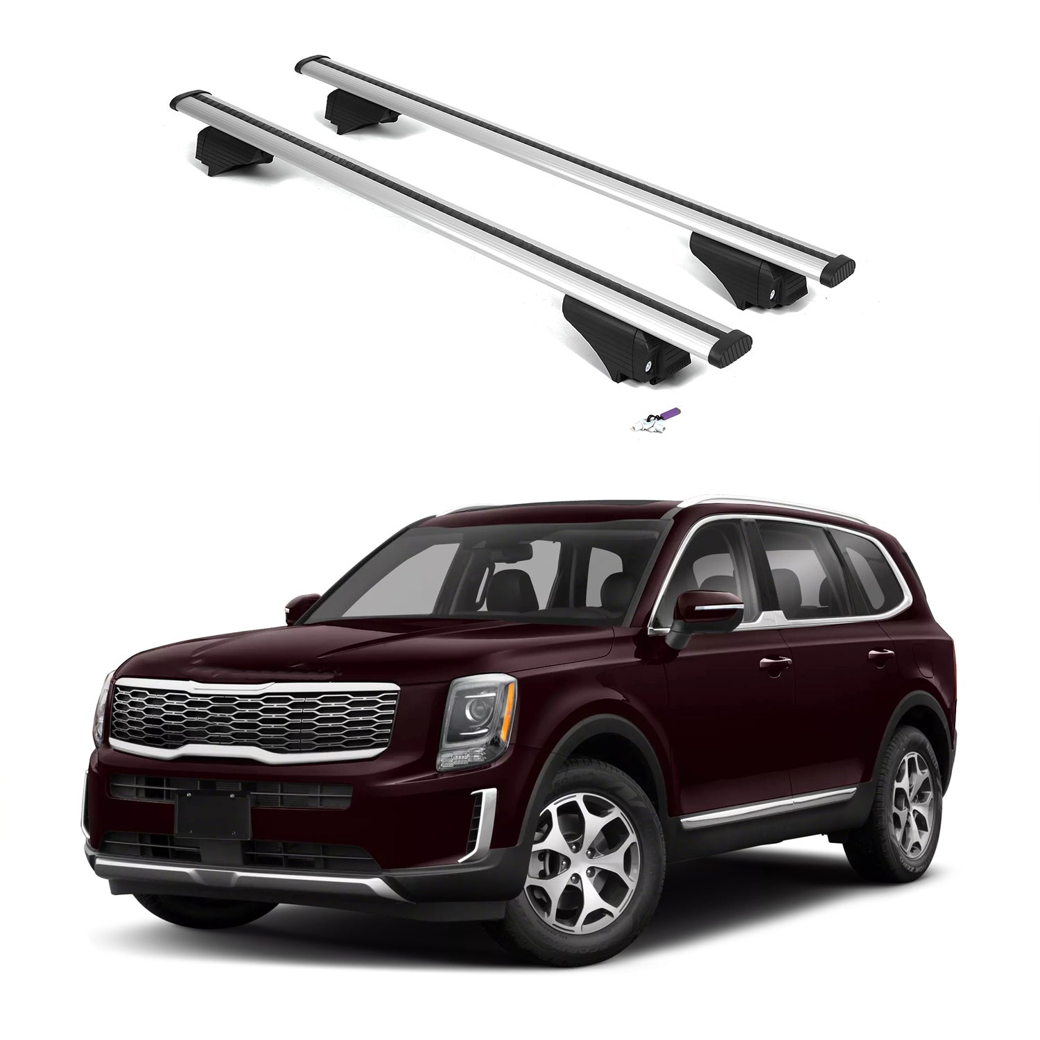 ERKUL Roof Rack Cross Bars for Kia Telluride 2020-2025 with Flush Rails - Silver
