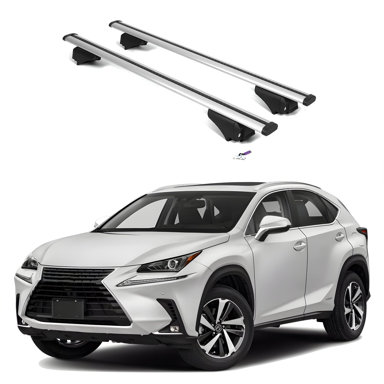 ERKUL Roof Rack Cross Bars for Lexus NX200T NX300 NX300H 2015-2021 | - Silver