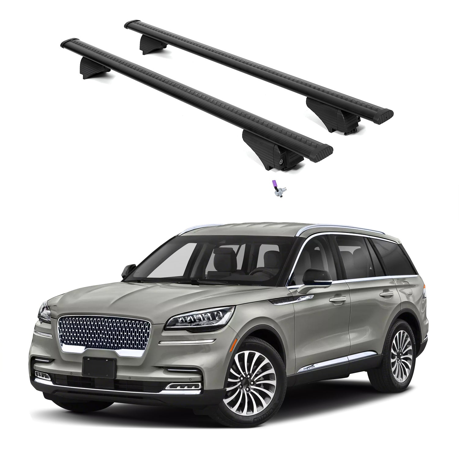 ERKUL Roof Rack Cross Bars for Lincoln Aviator 2020-2026 - Flush Rails - Black