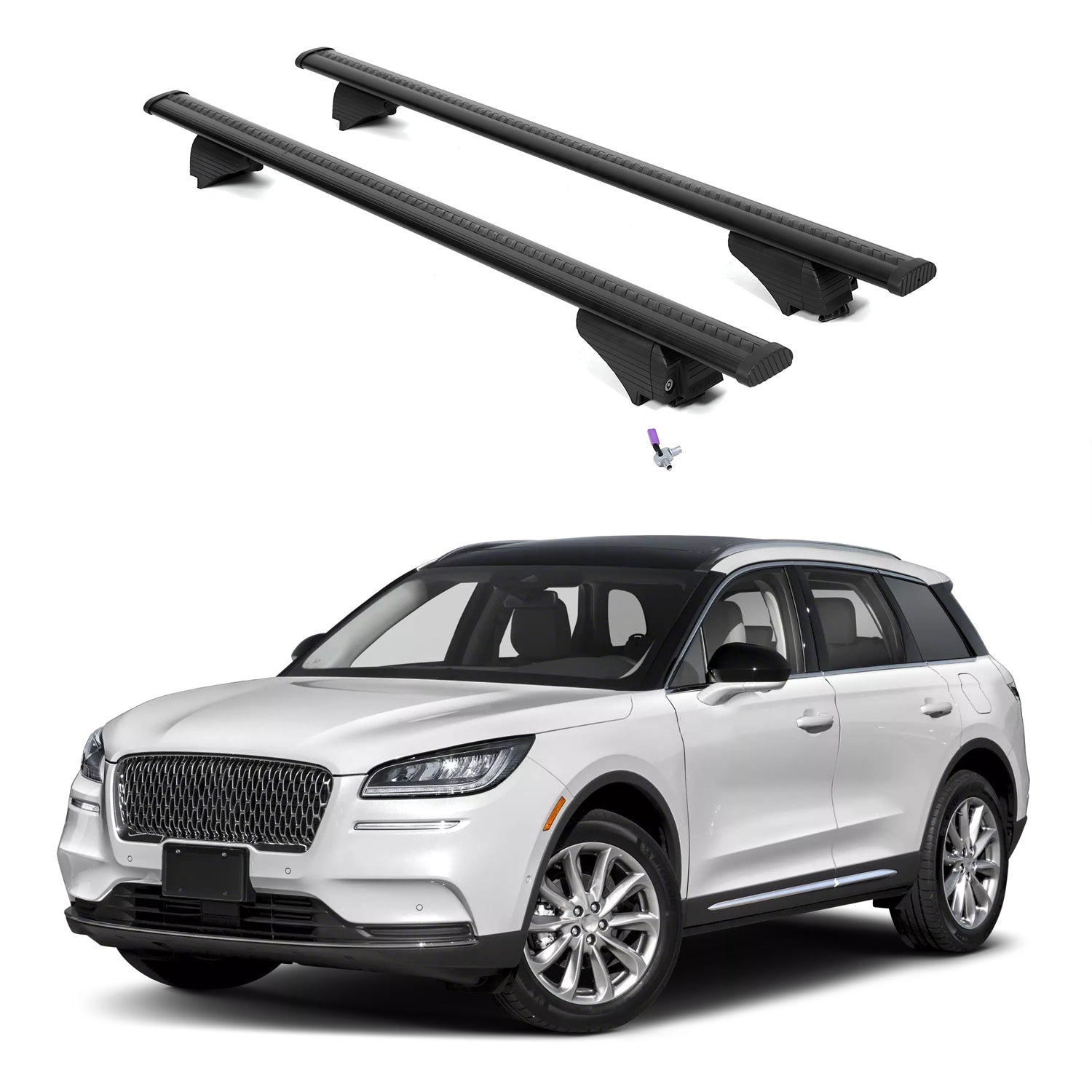 ERKUL Roof Rack Cross Bars for Lincoln Corsair 2020-2026 - Flush Rails - Black