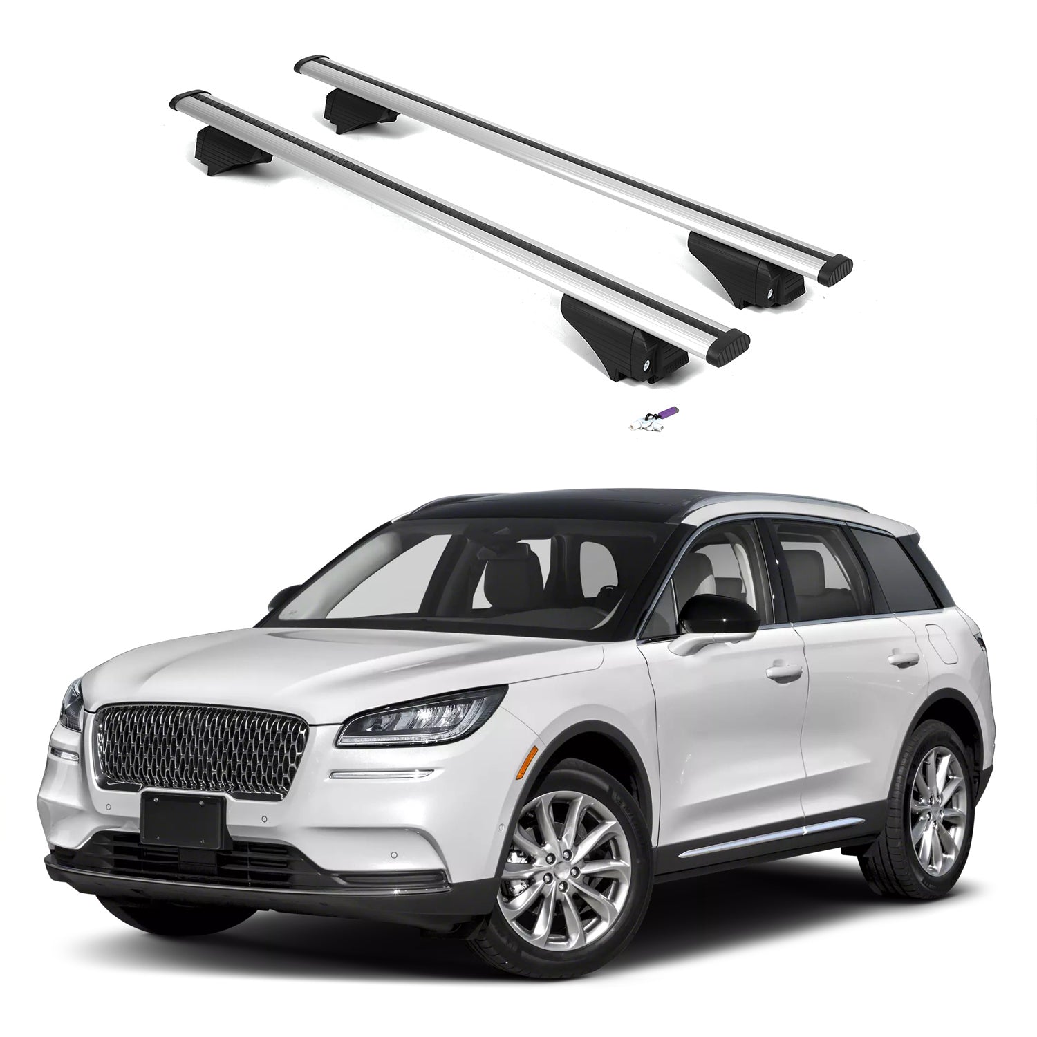 ERKUL Roof Rack Cross Bars for Lincoln Corsair 2020-2026 - Flush Rails - Silver
