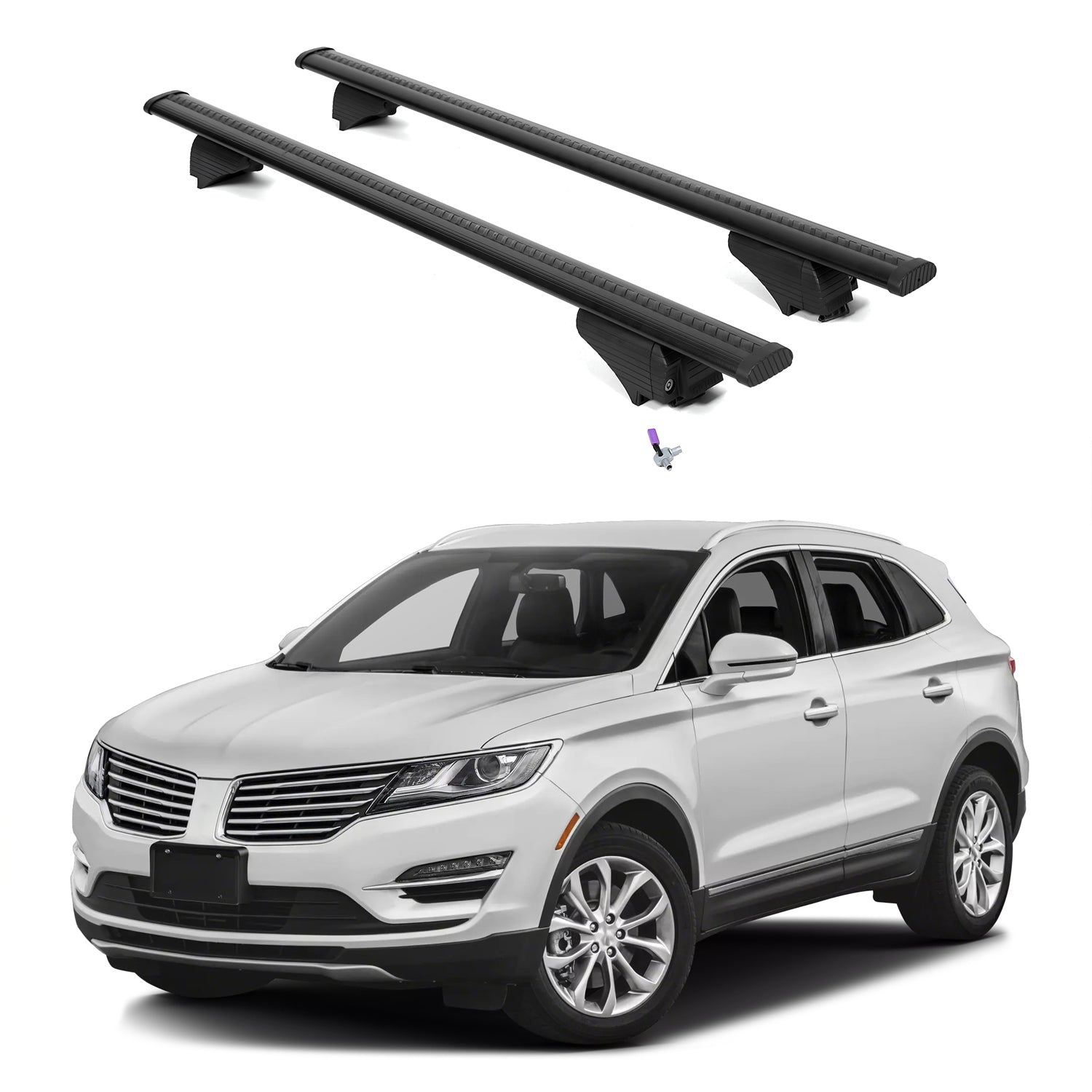 ERKUL Roof Rack Cross Bars for Lincoln MKC 2015-2019 with Flush Rails - Black