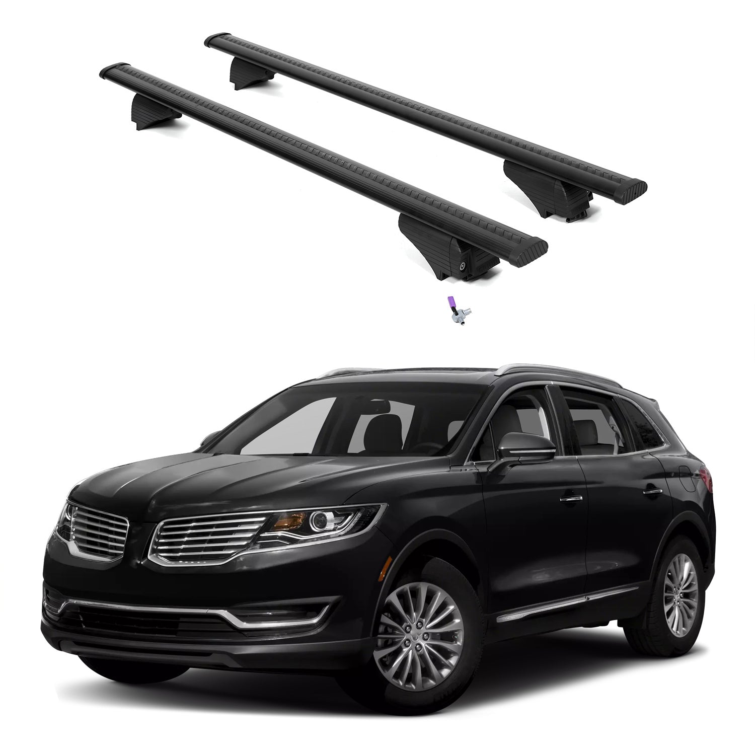 ERKUL Roof Rack Cross Bars for Lincoln MKX 2016-2018 with Flush Rails - Black
