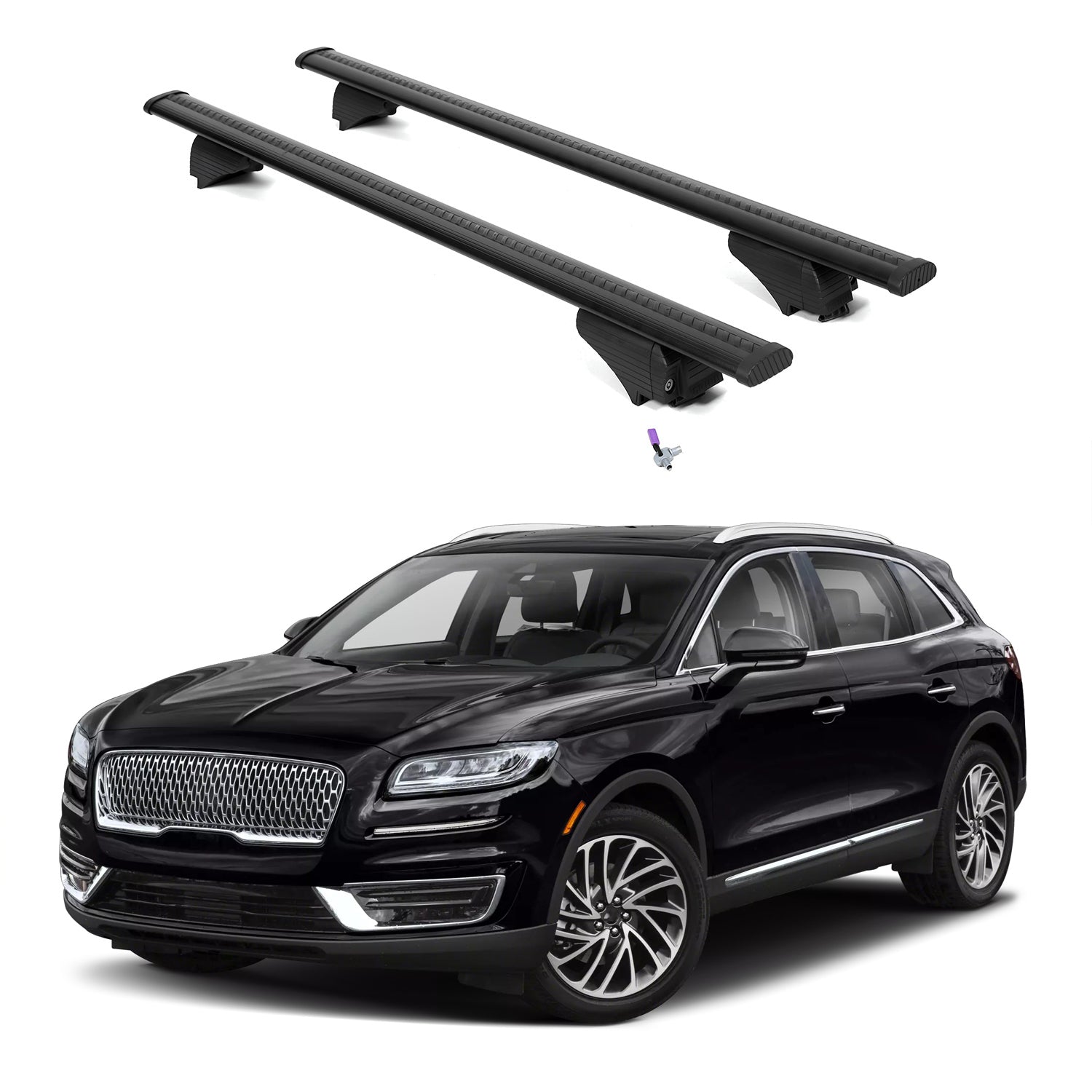 ERKUL Roof Rack Cross Bars for Lincoln Nautilus 2019-2023 - Flush Rails - Black