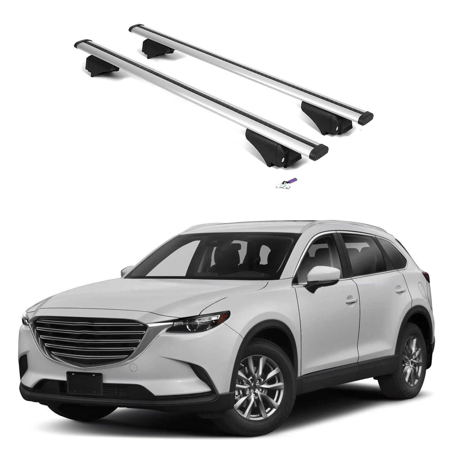 ERKUL Roof Rack Cross Bars for Mazda CX-9 CX9 2016-2023 - Silver