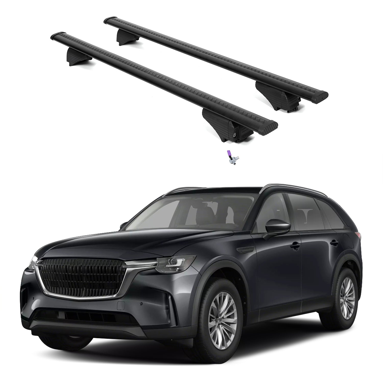 ERKUL Roof Rack Cross Bars for Mazda CX-90 CX90 2024-2026 - Flush Rails - Black