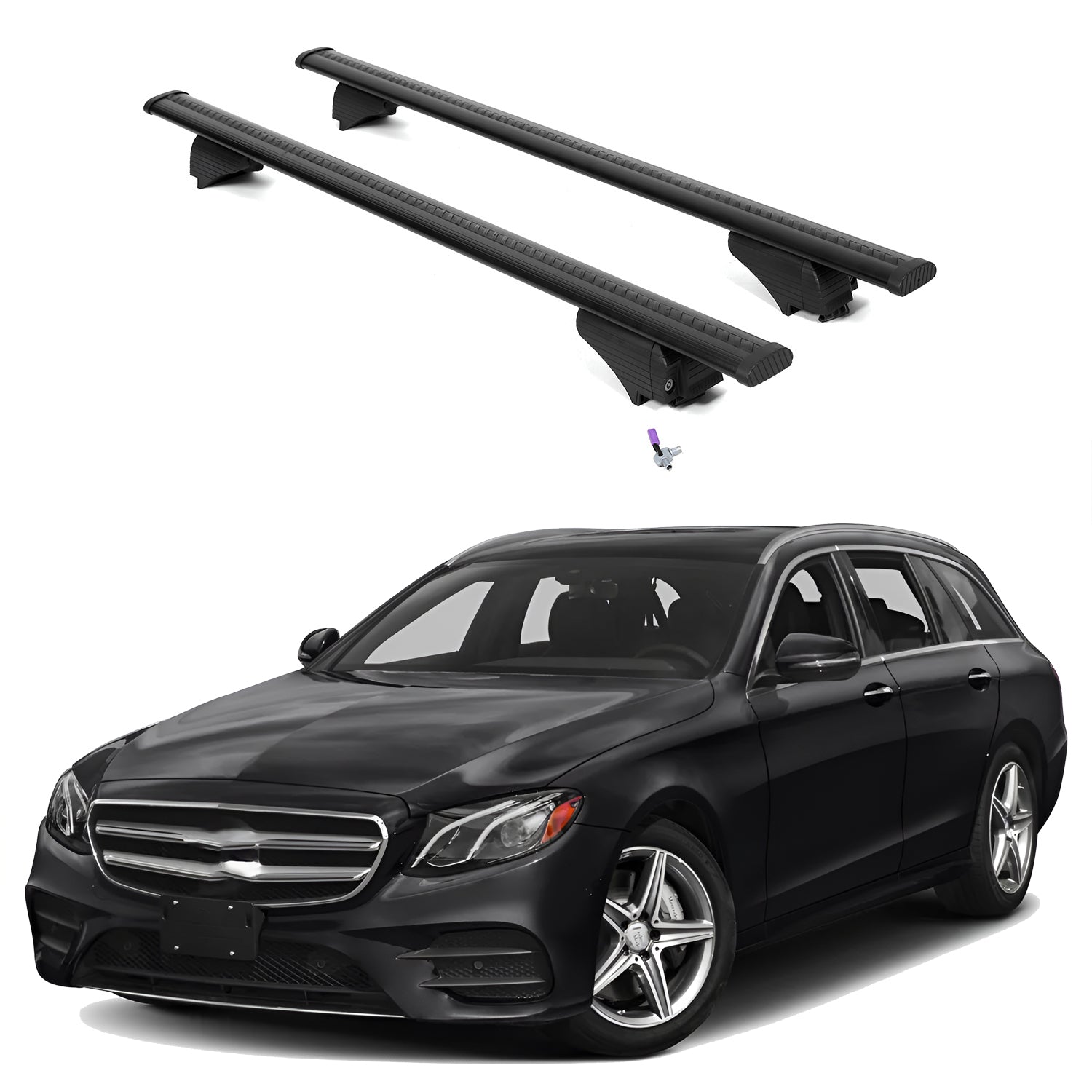 ERKUL Roof Rack Cross Bars for Mercedes Benz E-Class 2017-2023 - Black