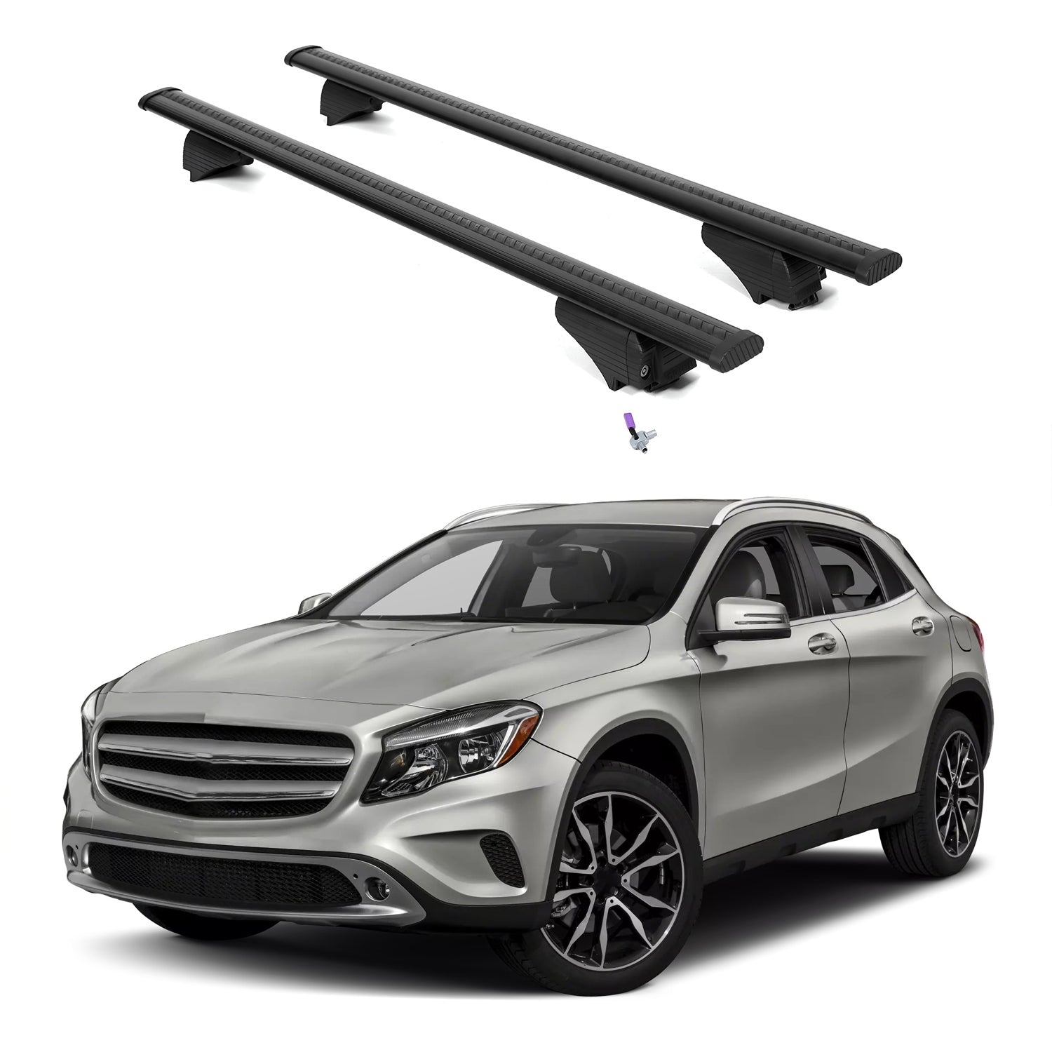 ERKUL Roof Rack Cross Bars for Mercedes Benz GLA 2014-2020 - Flush Rails - Black