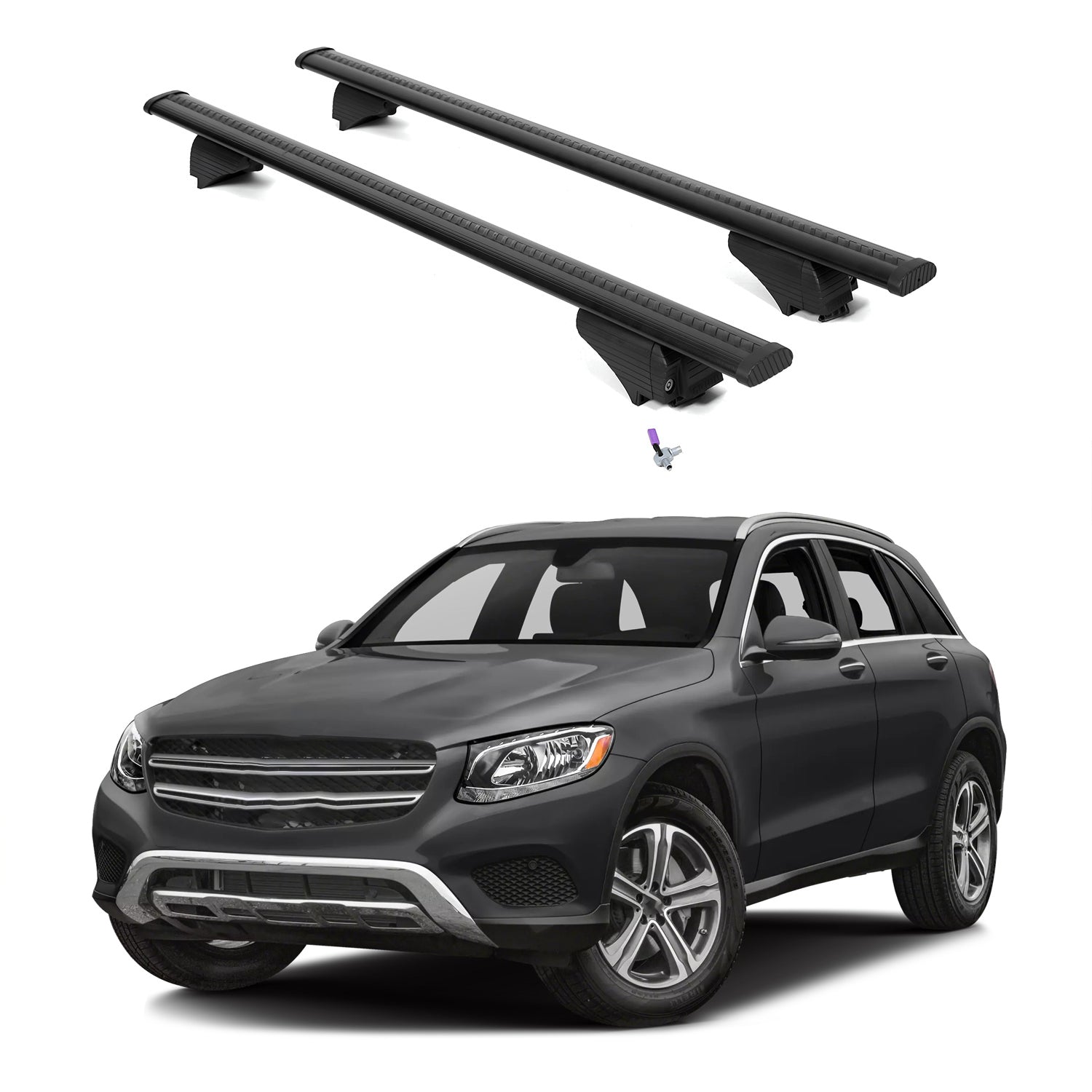 ERKUL Roof Rack Cross Bars for Mercedes Benz GLC 2016-2022 - Flush Rails - Black