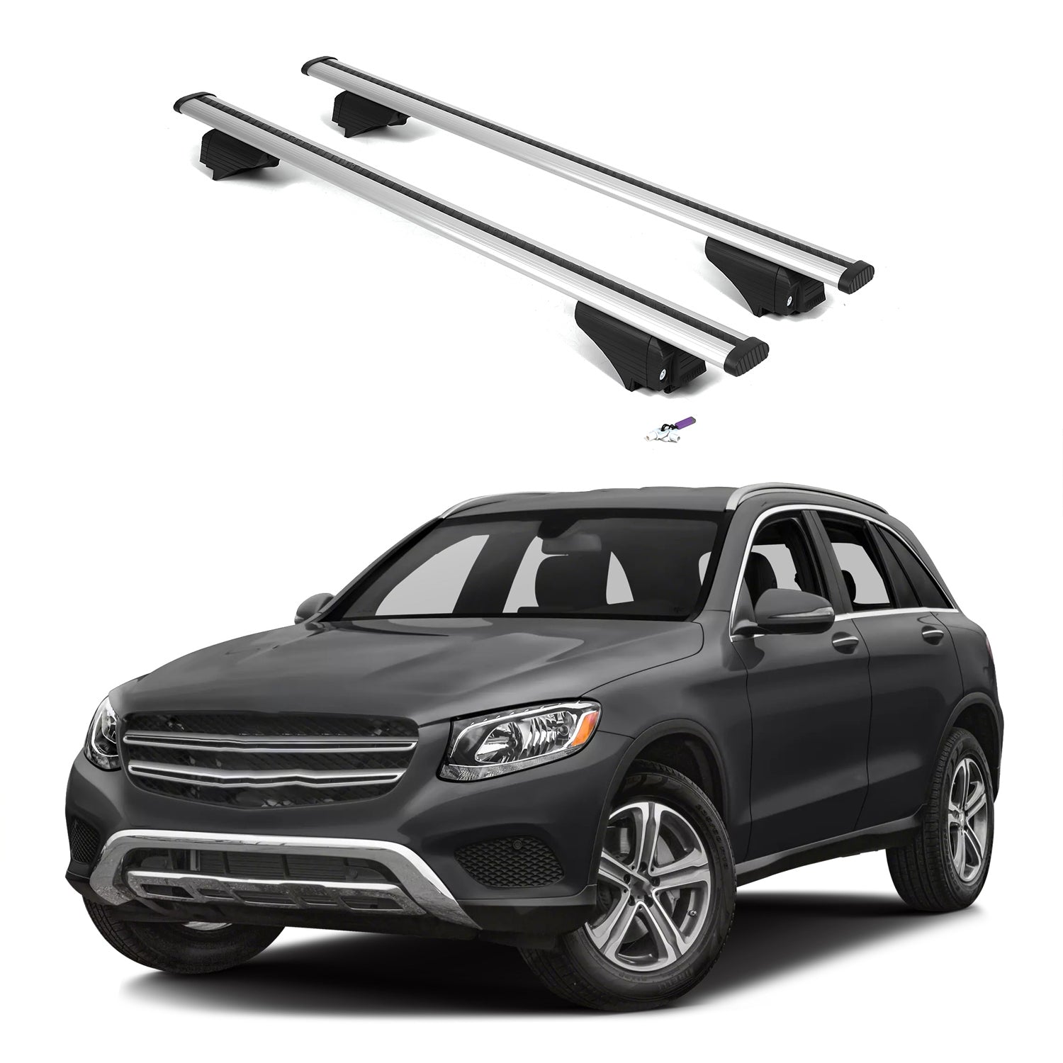 ERKUL Roof Rack Cross Bars for Mercedes Benz GLC 2016-2022 - Silver