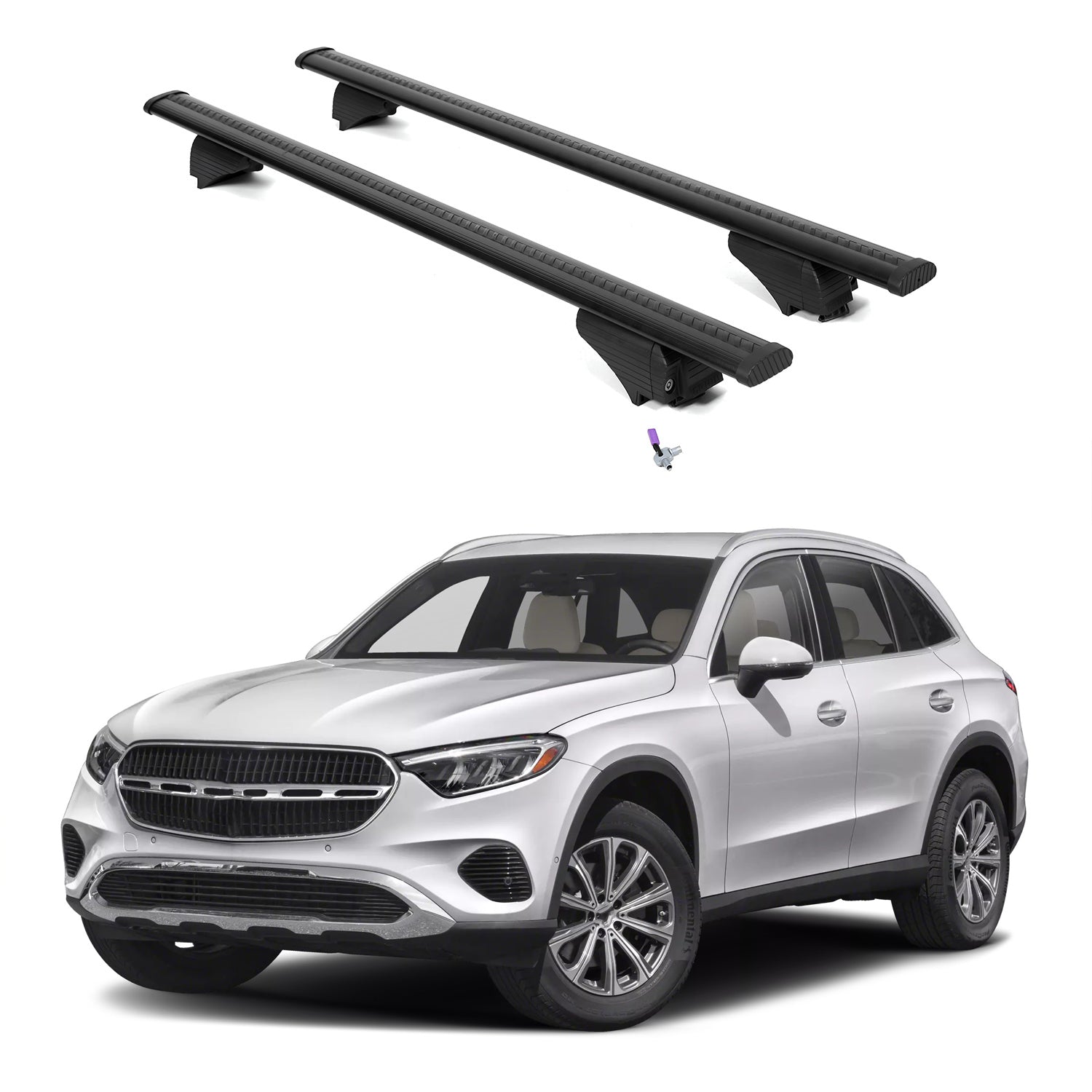 ERKUL Roof Rack Cross Bars for Mercedes Benz GLC 2023-2026 - Flush Rails - Black