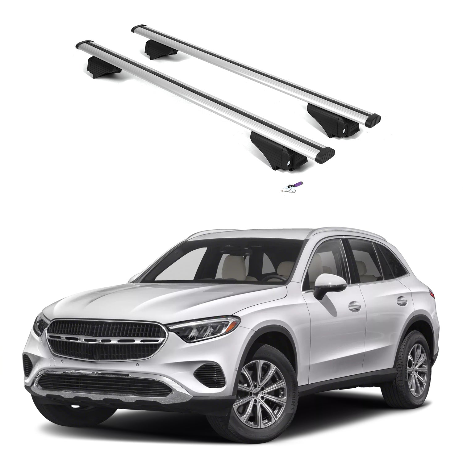 ERKUL Roof Rack Cross Bars for Mercedes Benz GLC 2023-2026 - Silver