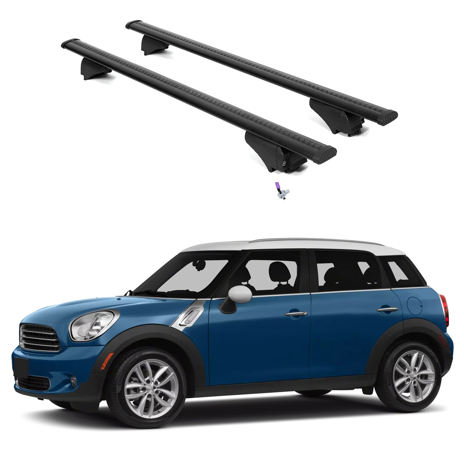ERKUL Roof Rack Cross Bars for Mini Countryman 2011-2016 - Flush Rails - Black