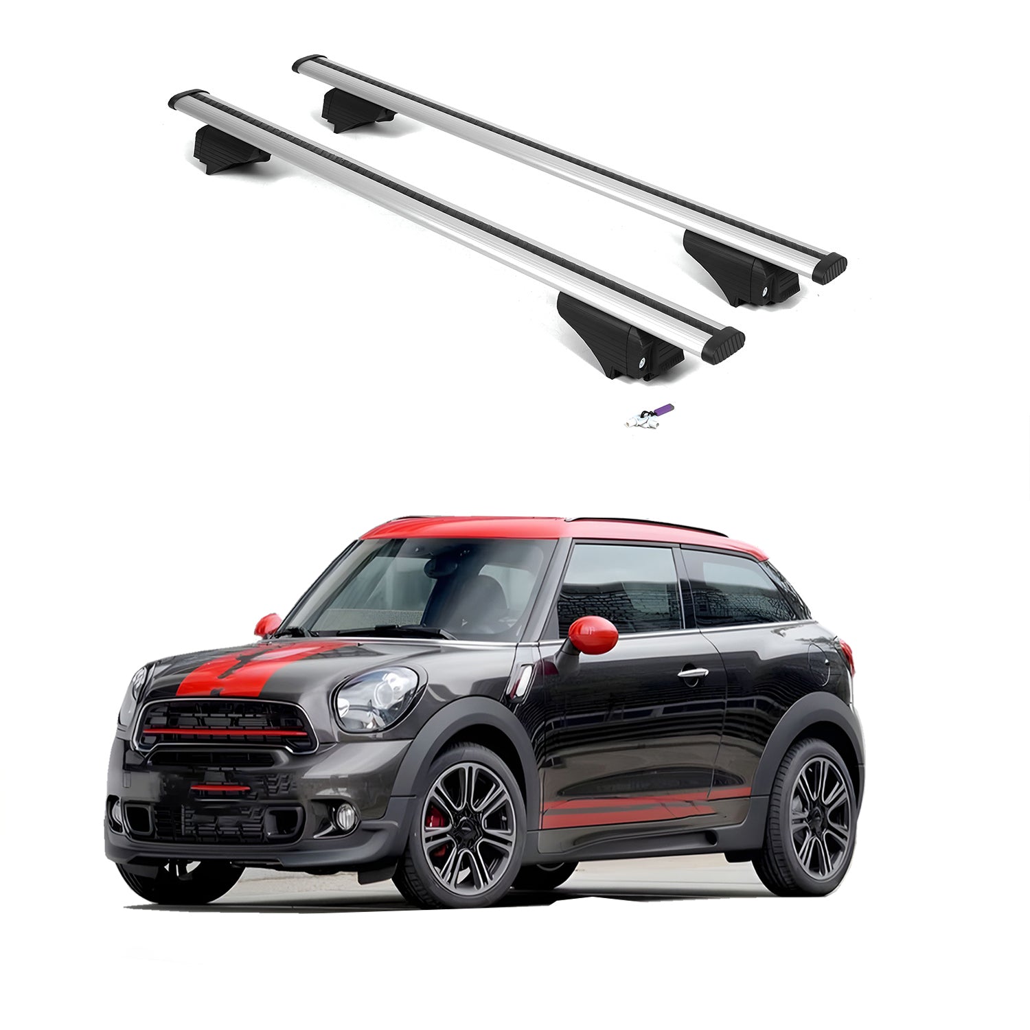 ERKUL Roof Rack Cross Bars for Mini Cooper Paceman 2011-2016 - Silver