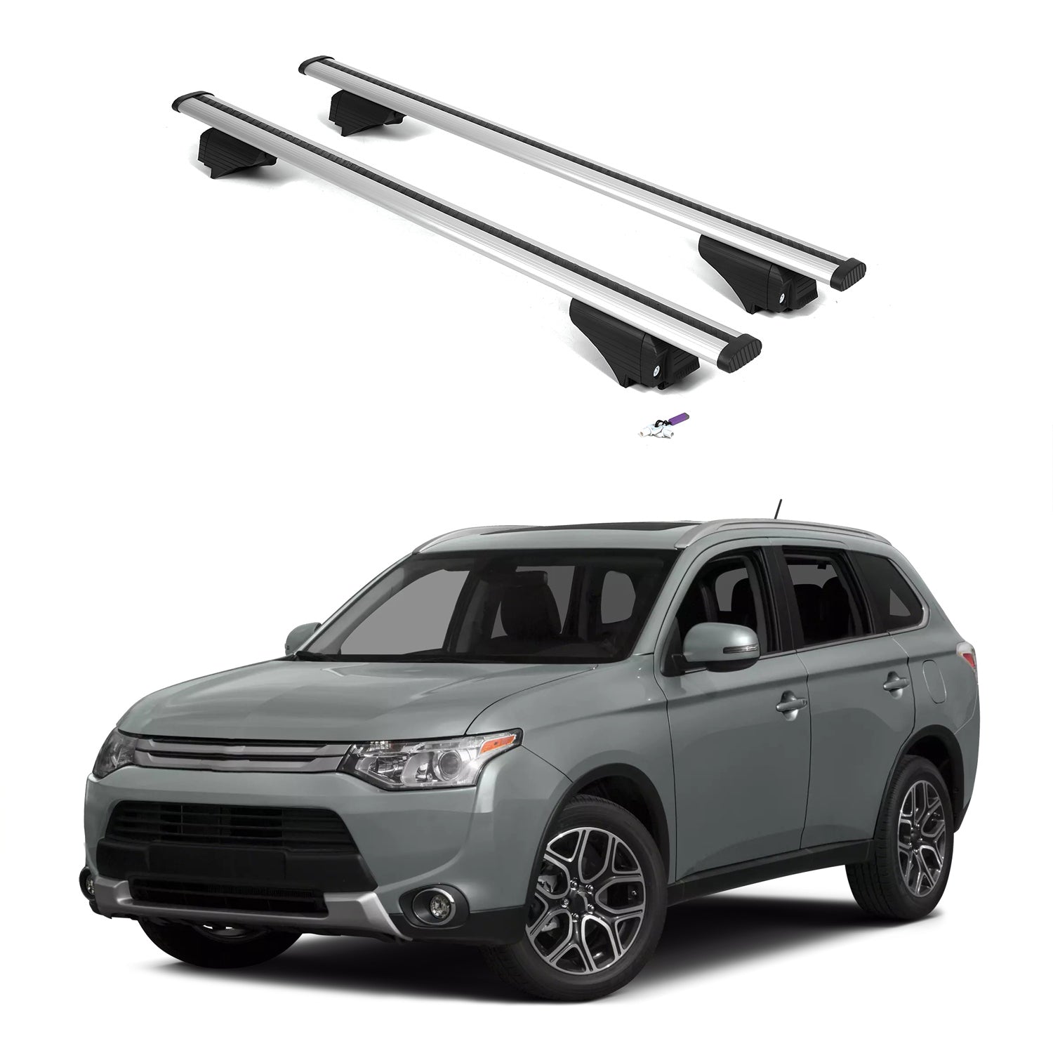 ERKUL Roof Rack Cross Bars for Mitsubishi Outlander 2014-2021 - Silver