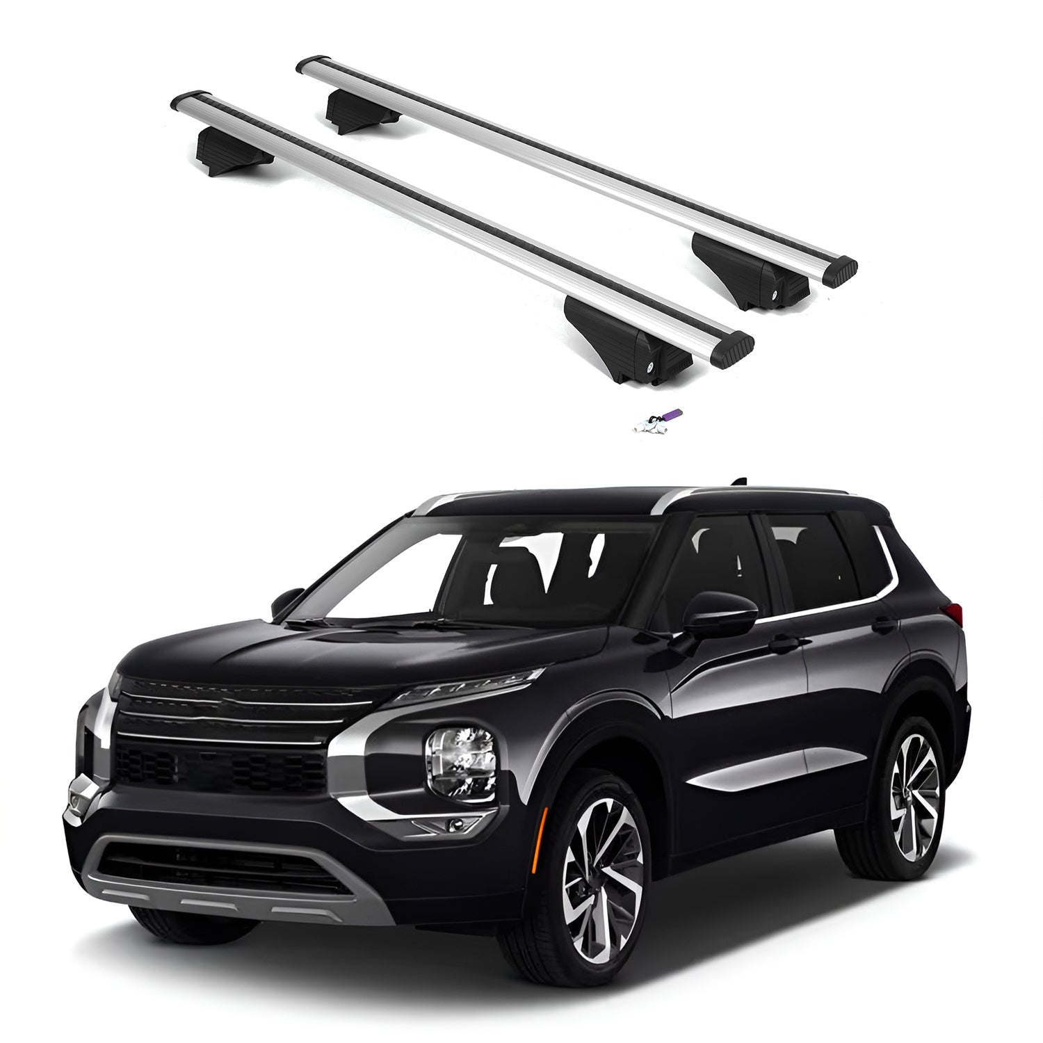 ERKUL Roof Rack Cross Bars for Mitsubishi Outlander 2022-2026 - Silver