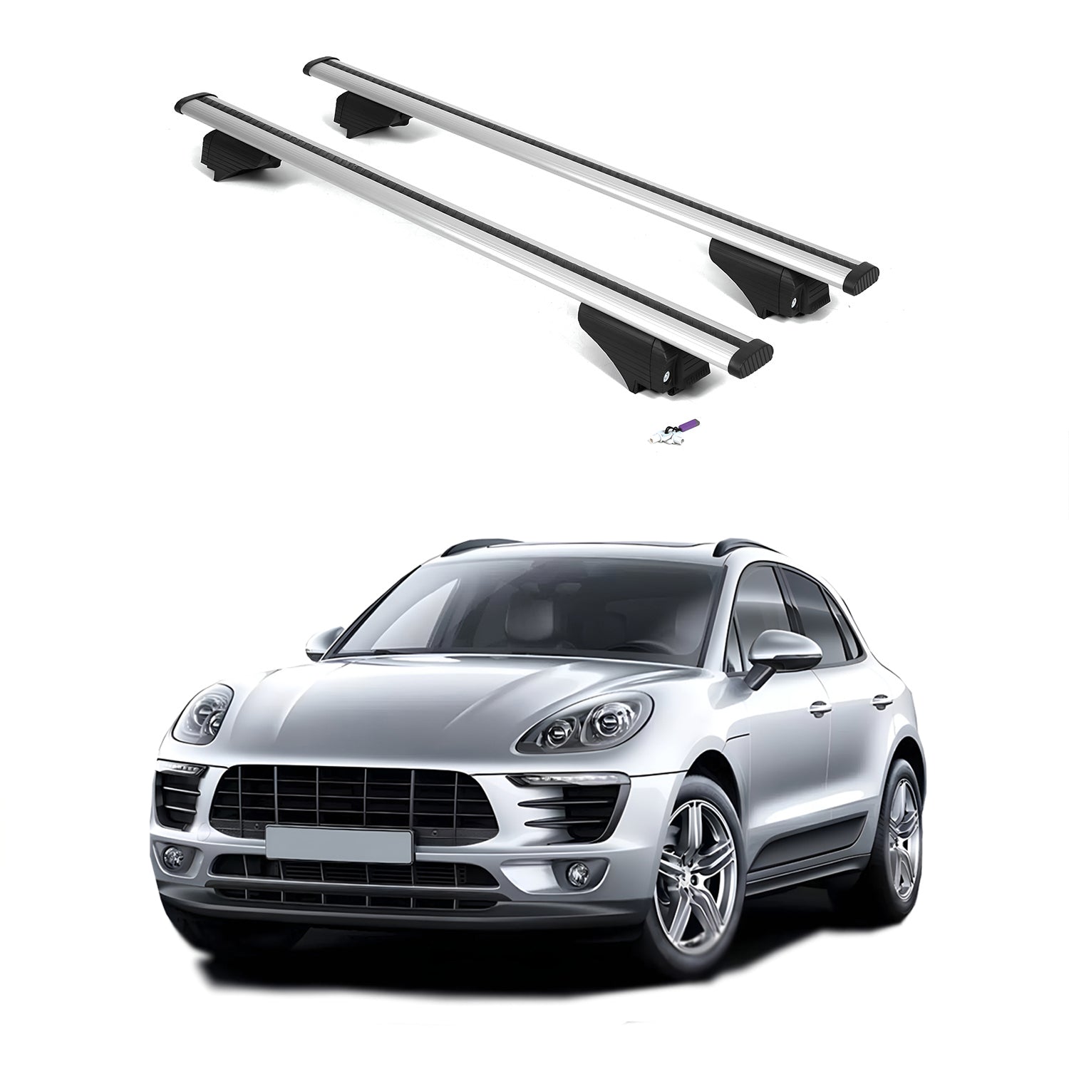 ERKUL Roof Rack Cross Bars for Porsche Macan 2015-2026 with Flush Rails - Silver