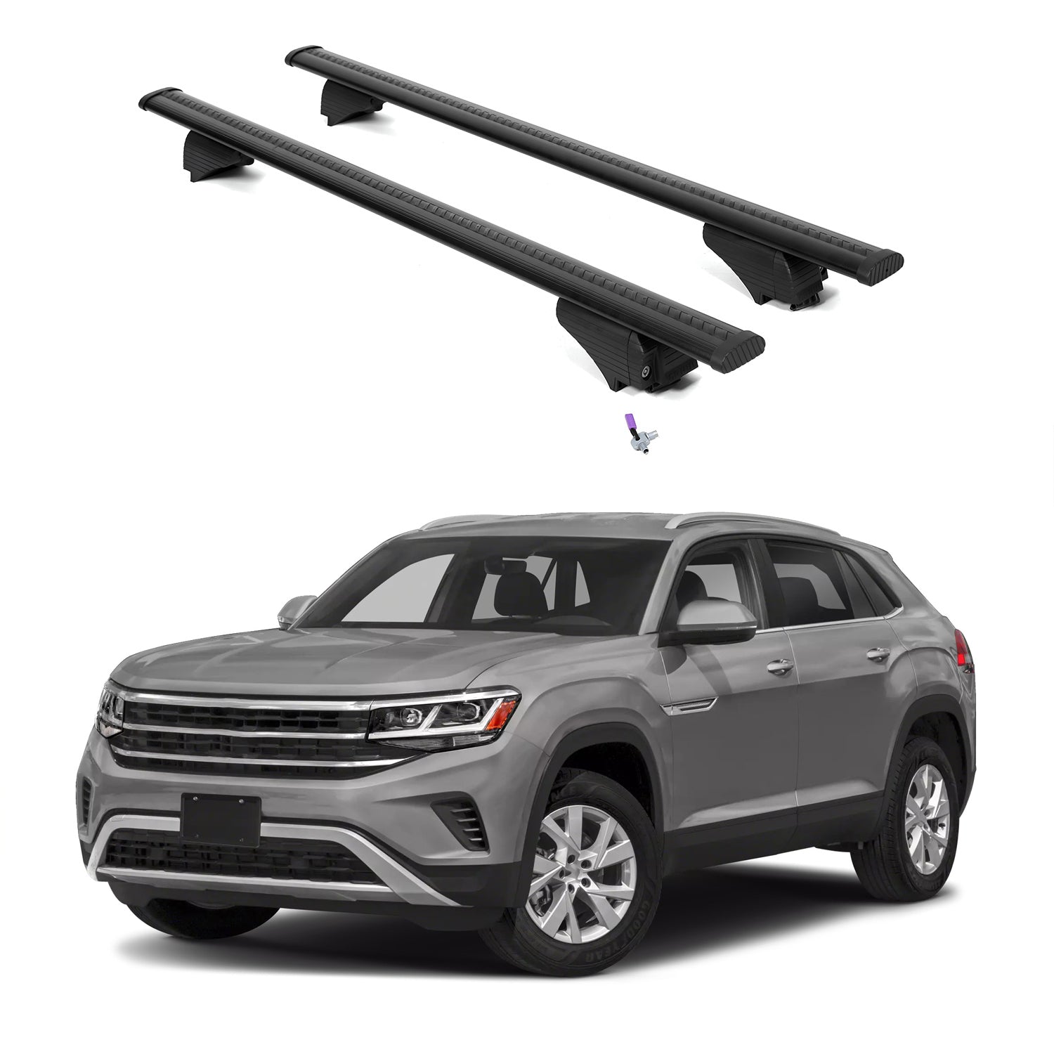 ERKUL Roof Rack Cross Bars for VW Volkswagen Atlas Cross Sport 2020-2026 - Black