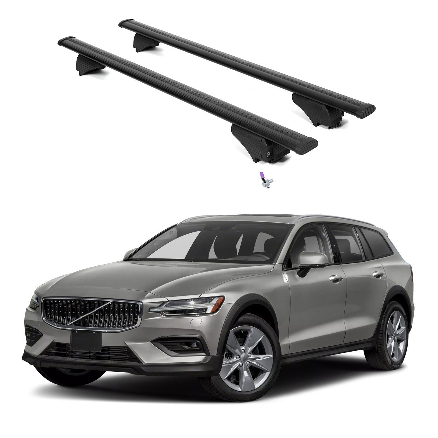 ERKUL Roof Rack Cross Bars for Volvo V60 Cross Country 2019-2026 - Black