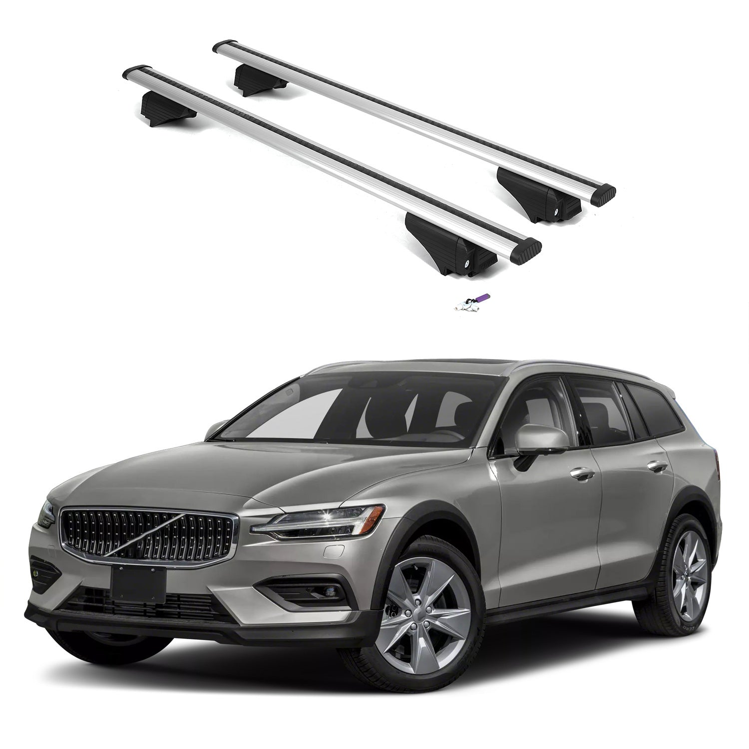 ERKUL Roof Rack Cross Bars for Volvo V60 Cross Country 2019-2026 - Silver