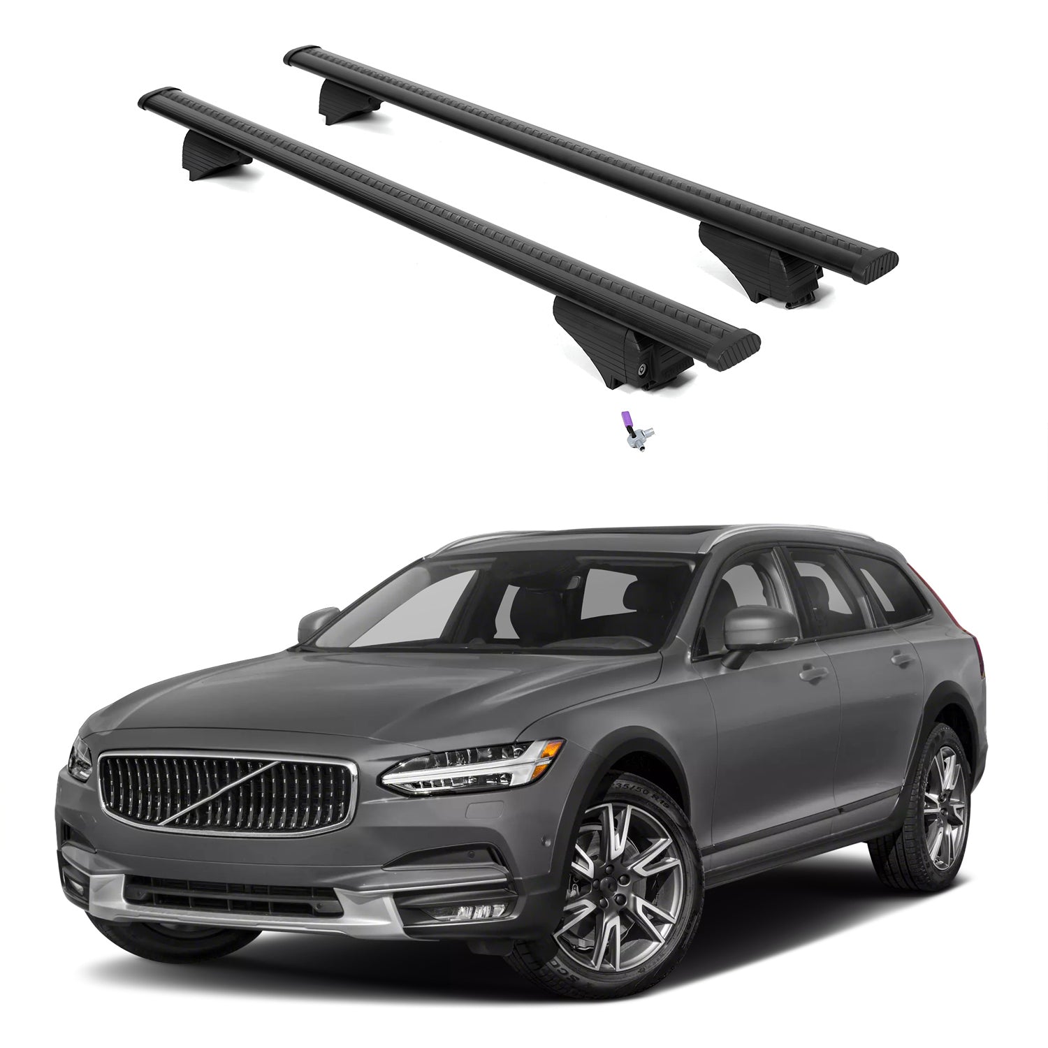 ERKUL Roof Rack Cross Bars for Volvo V90 Cross Country 2017-2026 - Black