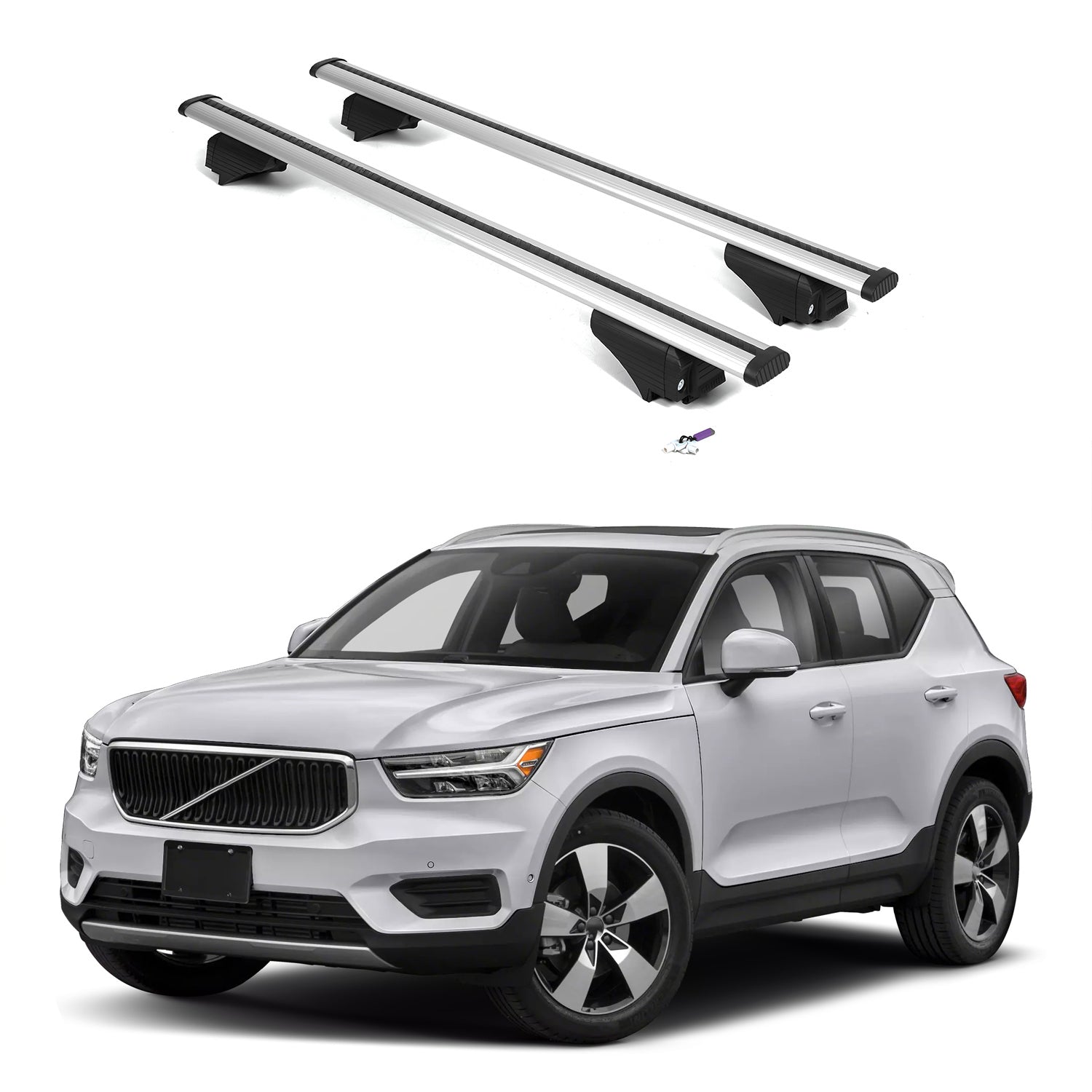 ERKUL Roof Rack Cross Bars for Volvo XC40 2019-2026 with Flush Rails - Silver