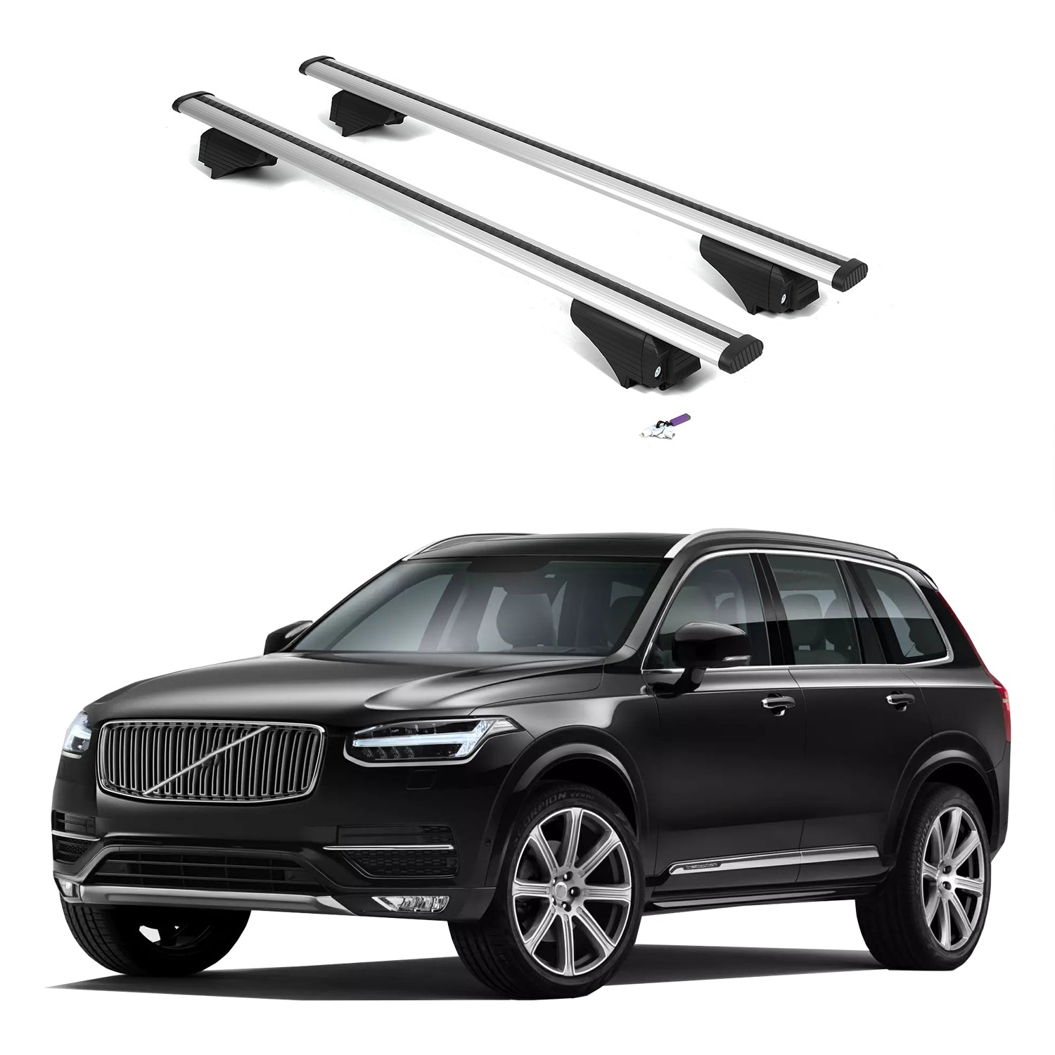 ERKUL Roof Rack Cross Bars for Volvo XC90 2016-2026 with Flush Rails - Silver