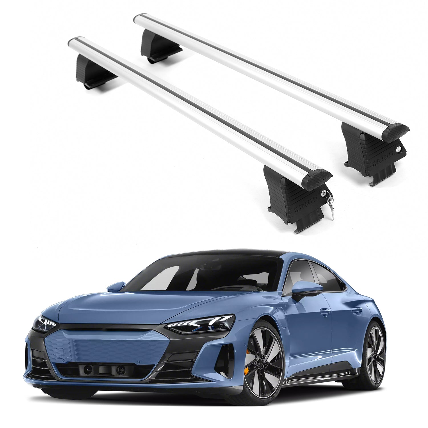 ERKUL Roof Rack Crossbars For AUDI E-TRON GT 2022-2026 Naked Roof Aluminum Silver