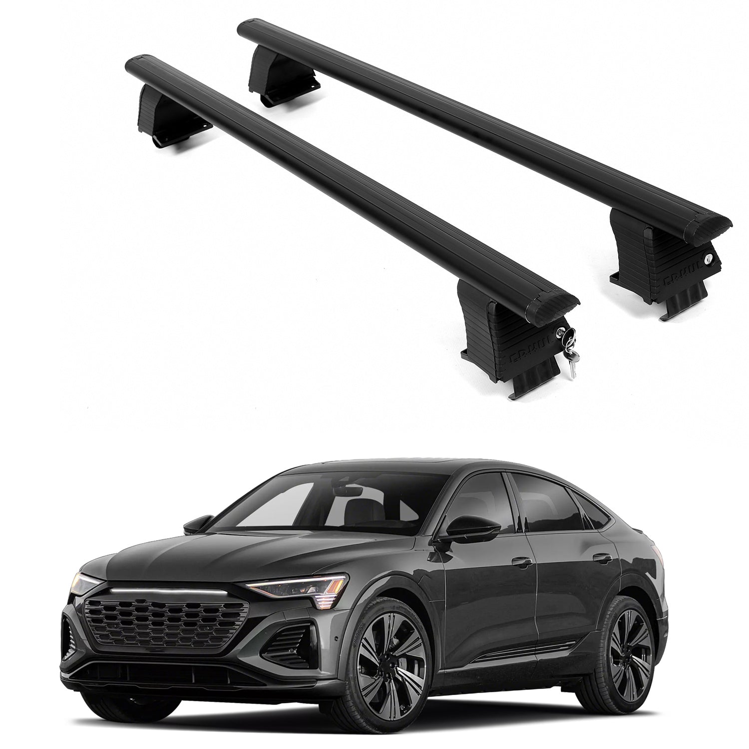 ERKUL Roof Rack Crossbars For AUDI Q8 E-TRON SPORTBACK 2024-2025 Naked Roof Aluminum Black