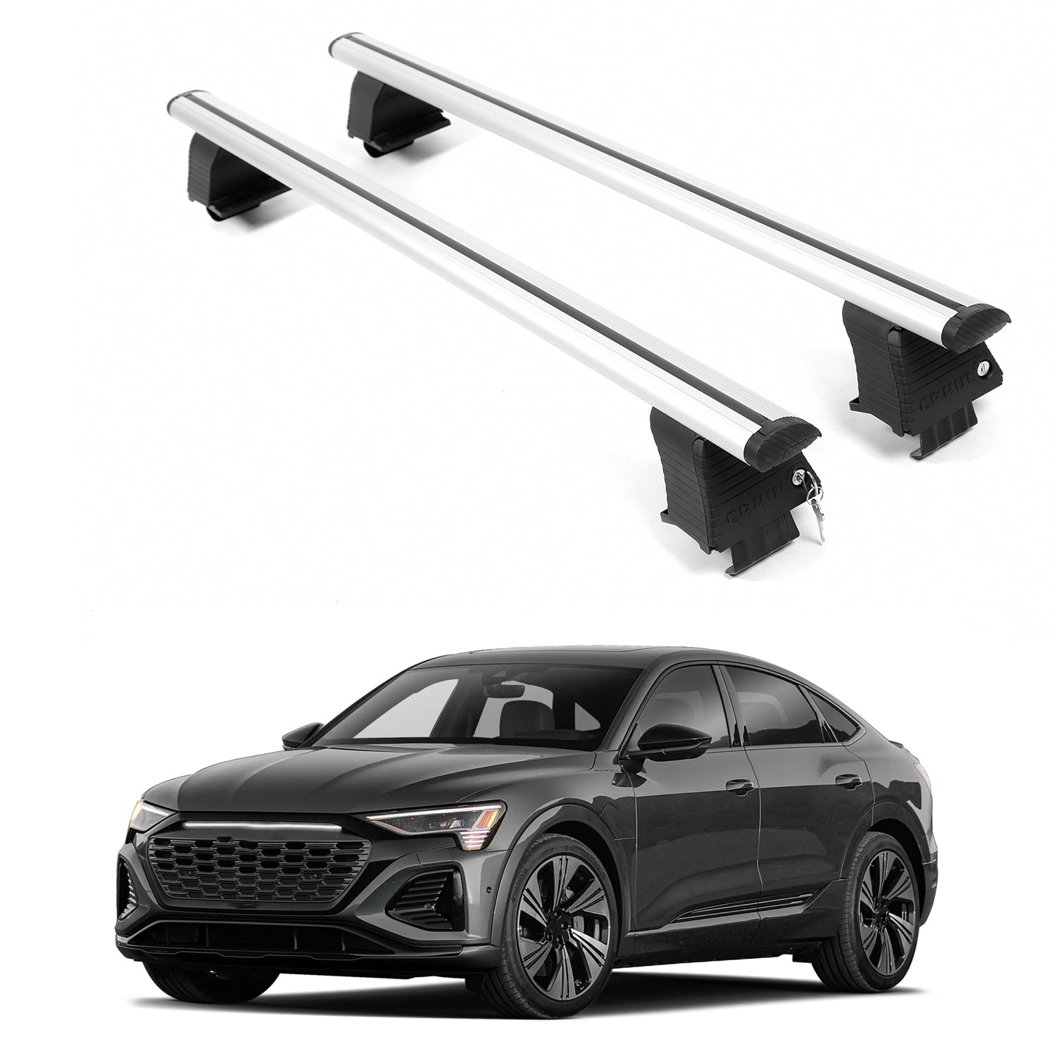 ERKUL Roof Rack Crossbars For AUDI Q8 E-TRON SPORTBACK 2024-2025 Naked Roof Aluminum Silver