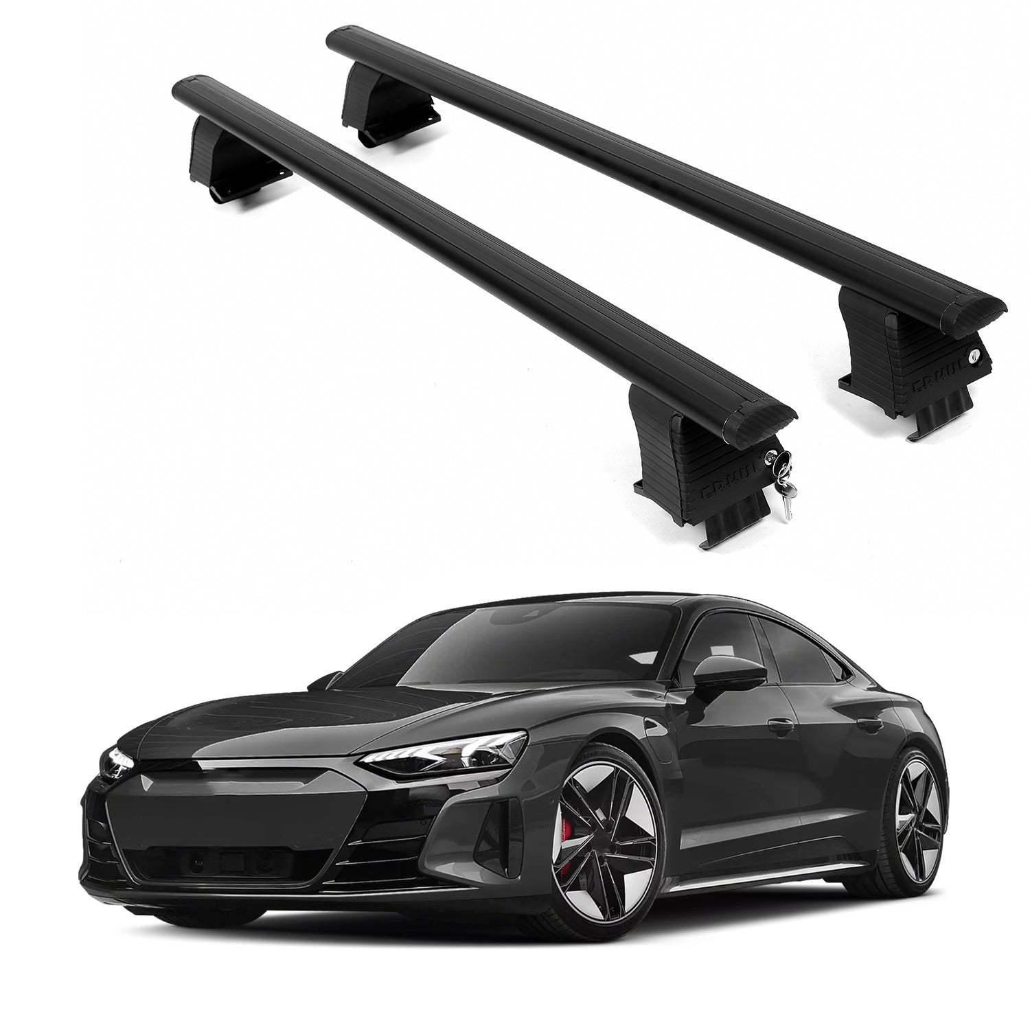 ERKUL Roof Rack Crossbars For AUDI RS e-tron GT 2022-2025 Naked Roof Aluminum Black