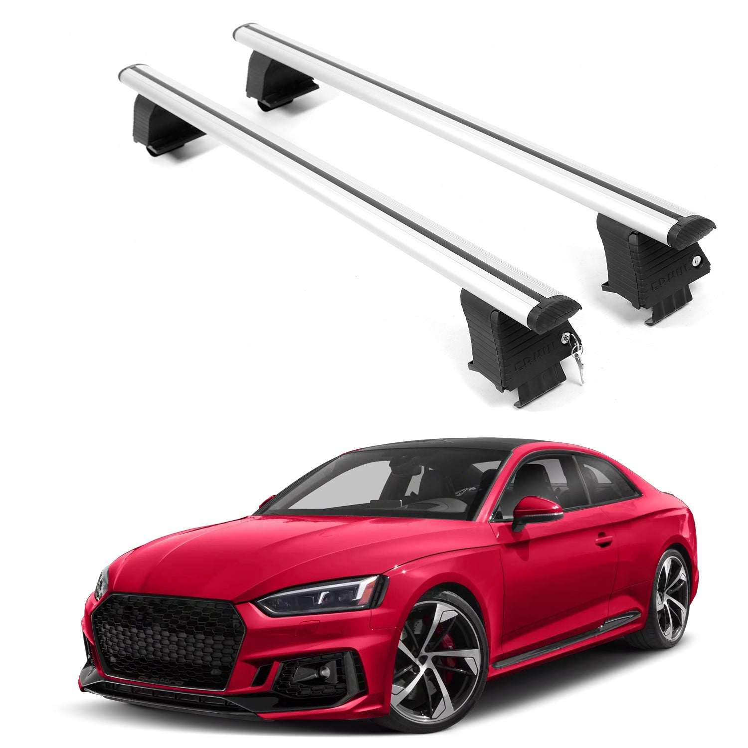 ERKUL Roof Rack Crossbars For AUDI RS5 2018-2026 Naked Roof Aluminum Silver