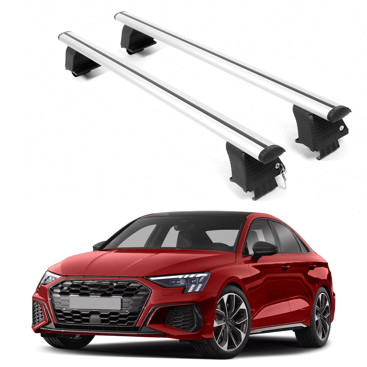 ERKUL Roof Rack Crossbars For AUDI S3 2022-2026 Naked Roof Aluminum Silver
