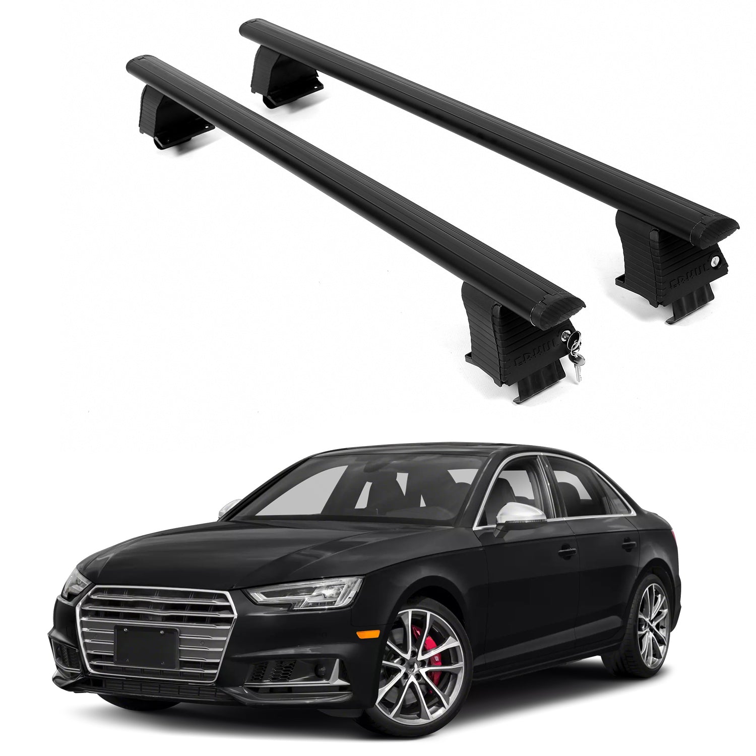 ERKUL Roof Rack Crossbars For AUDI S4 2018-2025 Naked Roof Aluminum Black