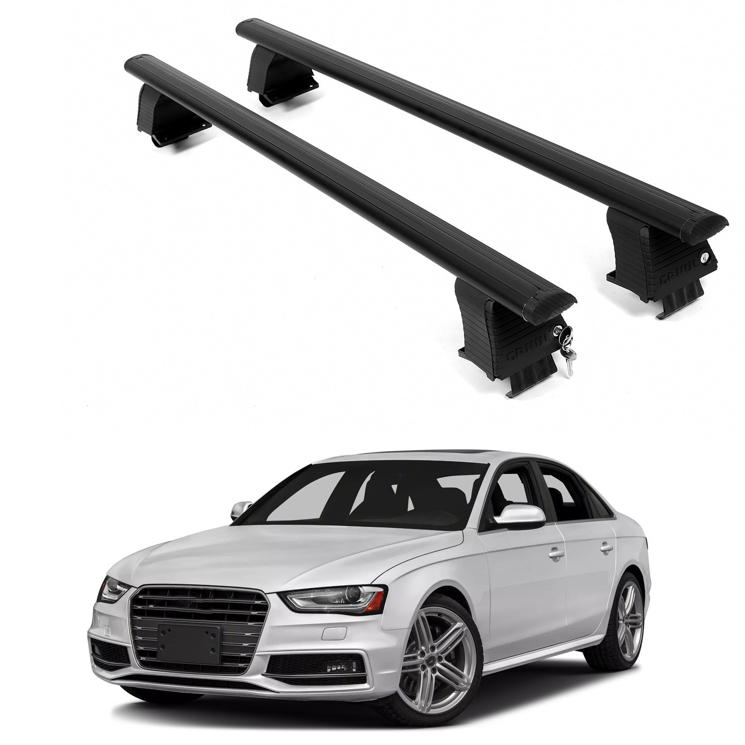 ERKUL Roof Rack Crossbars For AUDI S4 2010-2016 Naked Roof Aluminum Black
