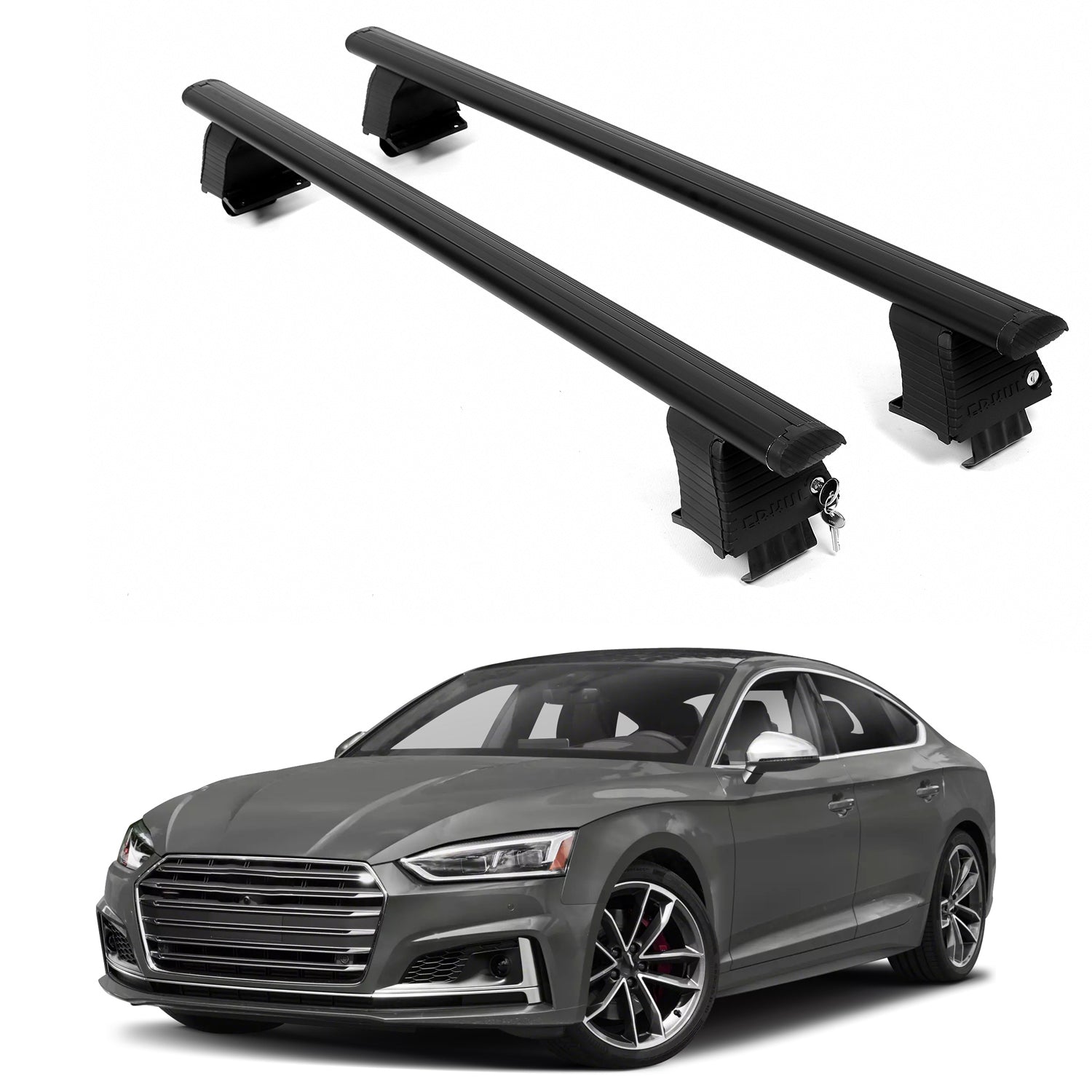 ERKUL Roof Rack Crossbars For AUDI S5 2018-2025 Naked Roof Aluminum Black