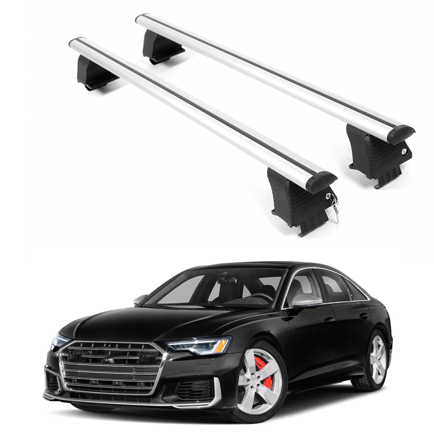 ERKUL Roof Rack Crossbars For AUDI S6 2020-2025 Naked Roof Aluminum Silver