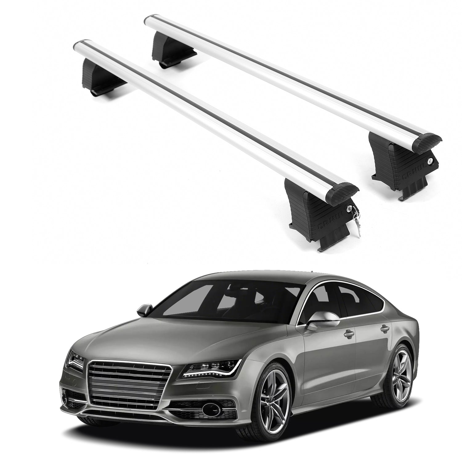 ERKUL Roof Rack Crossbars For AUDI S7 2012-2018 Naked Roof Aluminum Silver