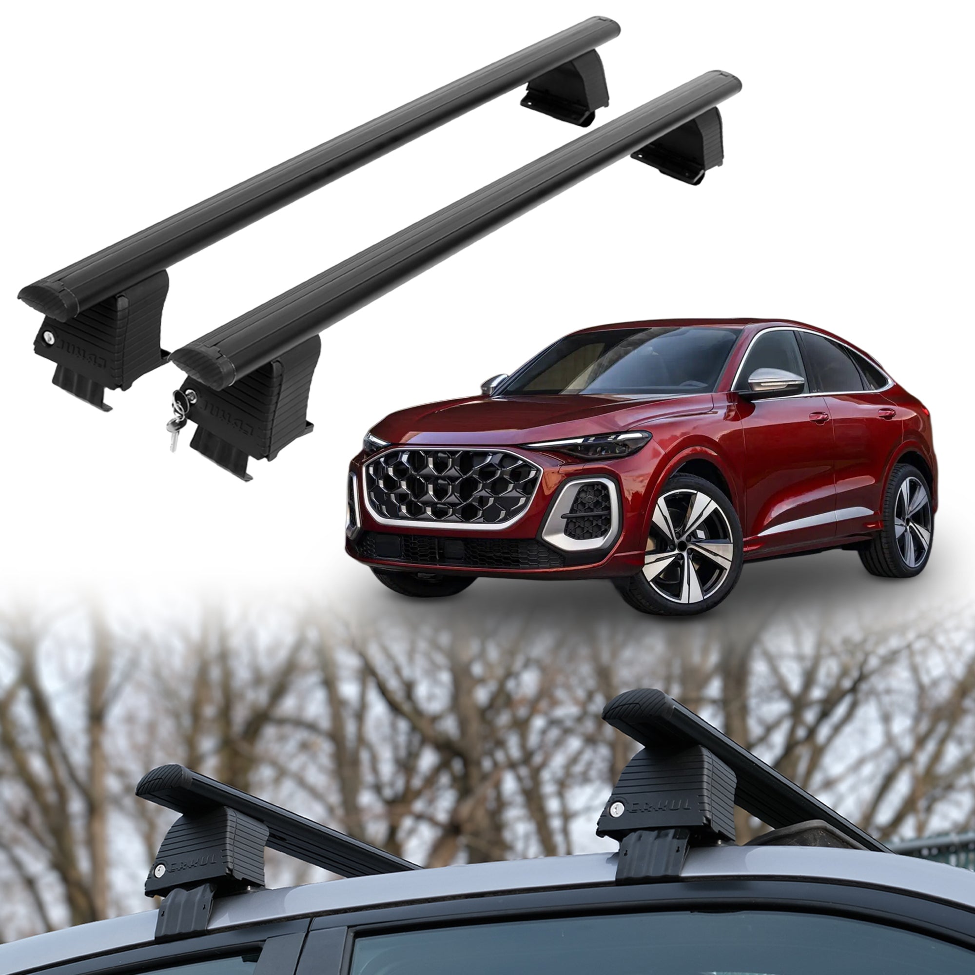 ERKUL Roof Rack Crossbars For AUDI SQ5 2018-2026 Naked Roof Aluminum Black