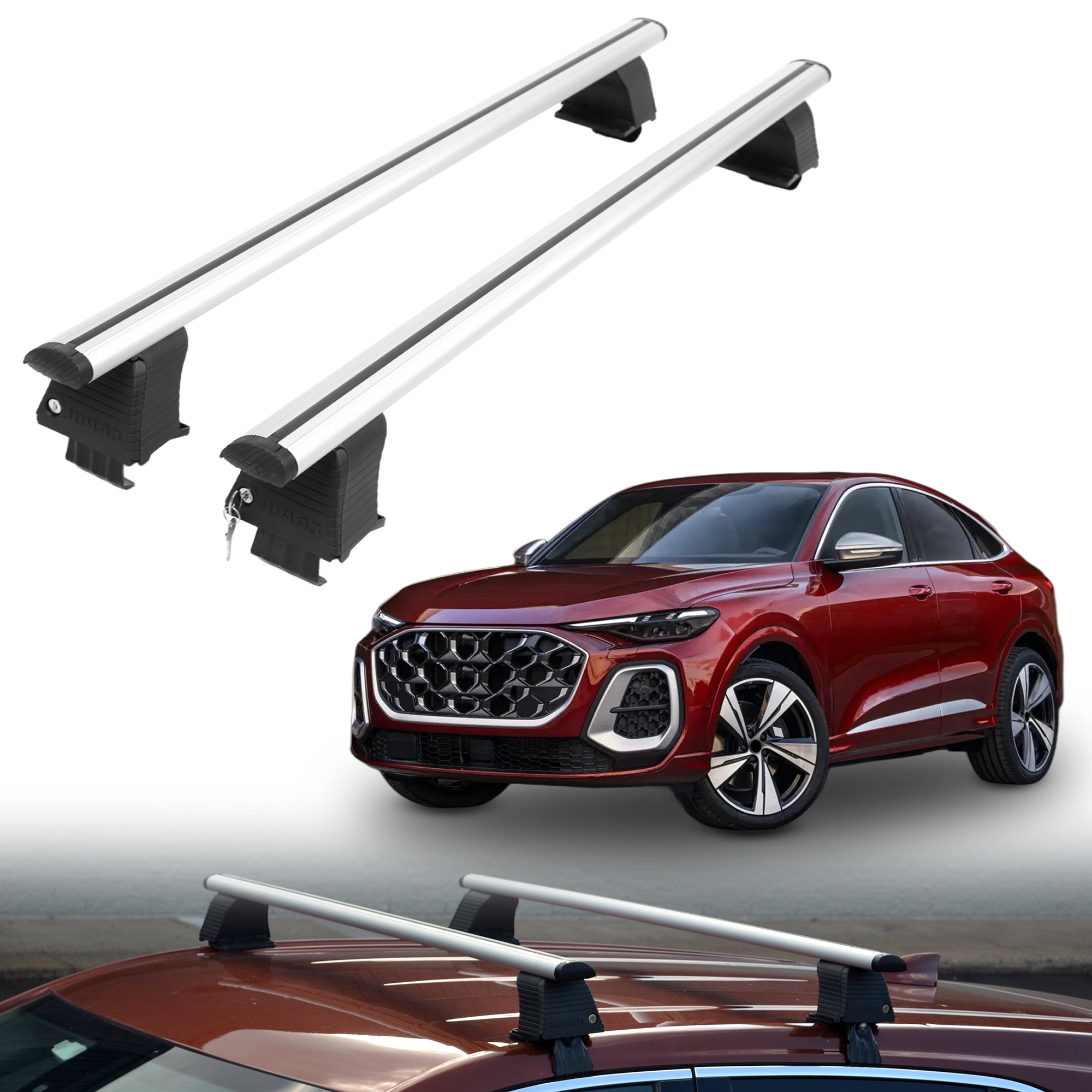 ERKUL Roof Rack Crossbars For AUDI SQ5 2018-2026 Naked Roof Aluminum Silver