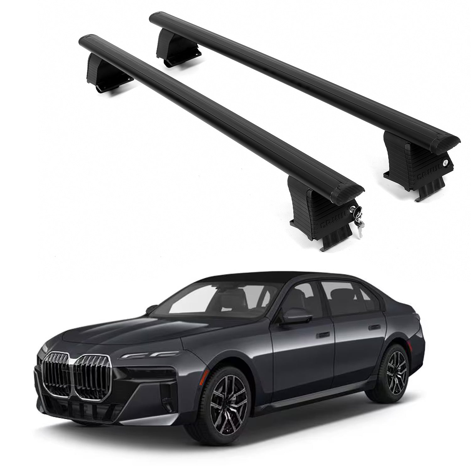 ERKUL Roof Rack Crossbars For BMW 7 SERIES 2023-2026 Naked Roof Aluminum Black