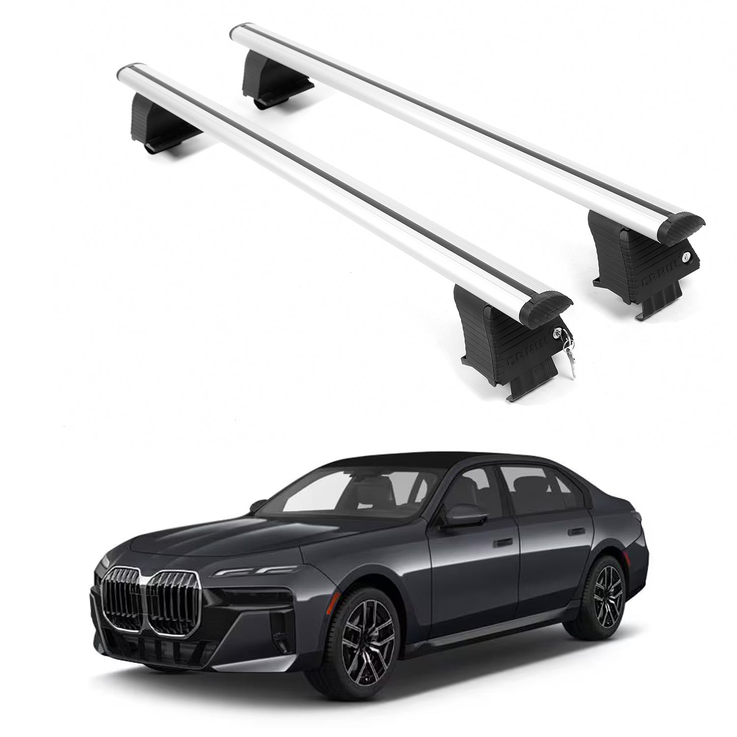 ERKUL Roof Rack Crossbars For BMW 7 SERIES 2023-2026 Naked Roof Aluminum Silver