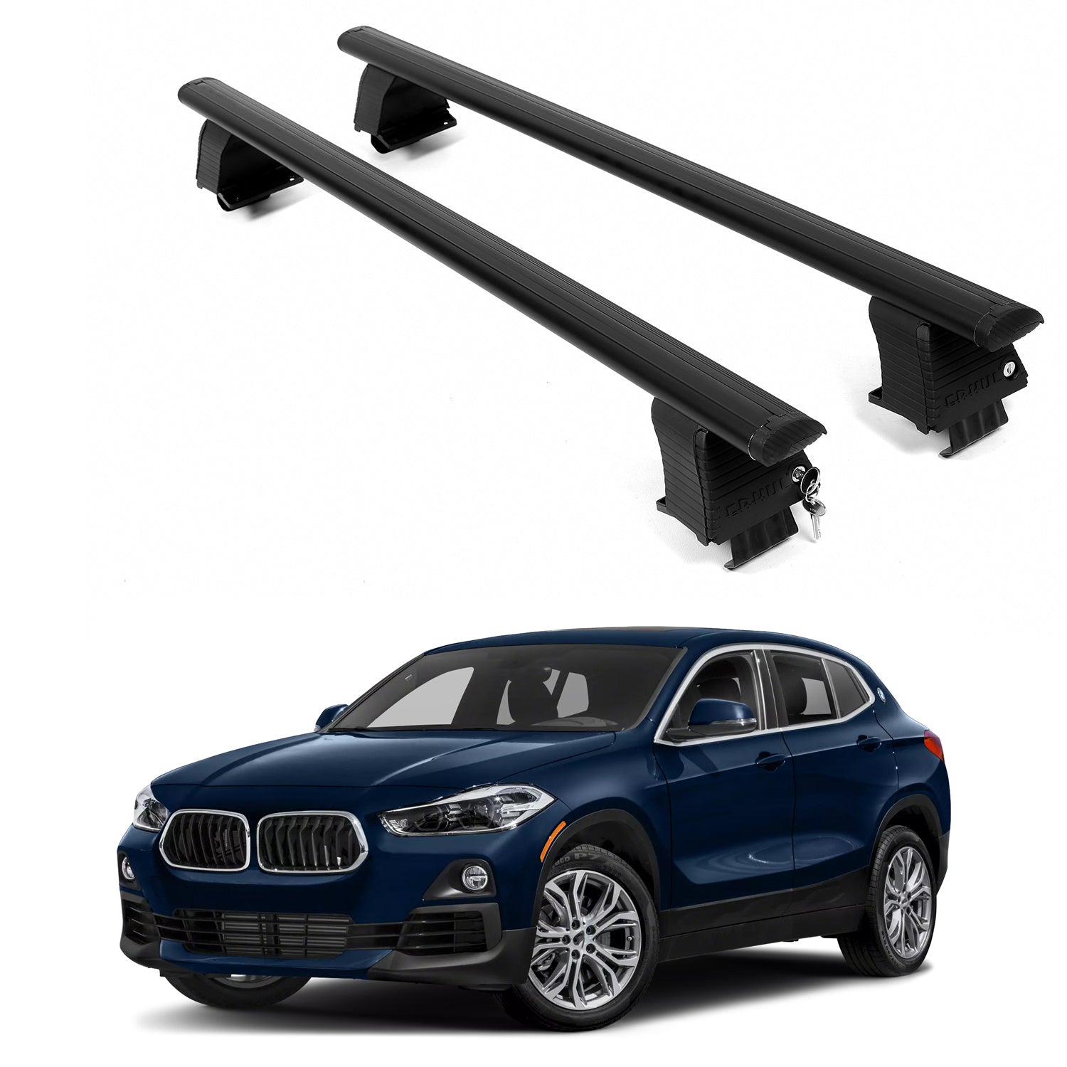 ERKUL Roof Rack Crossbars For BMW X2 2018-2023 Naked Roof Aluminum Black