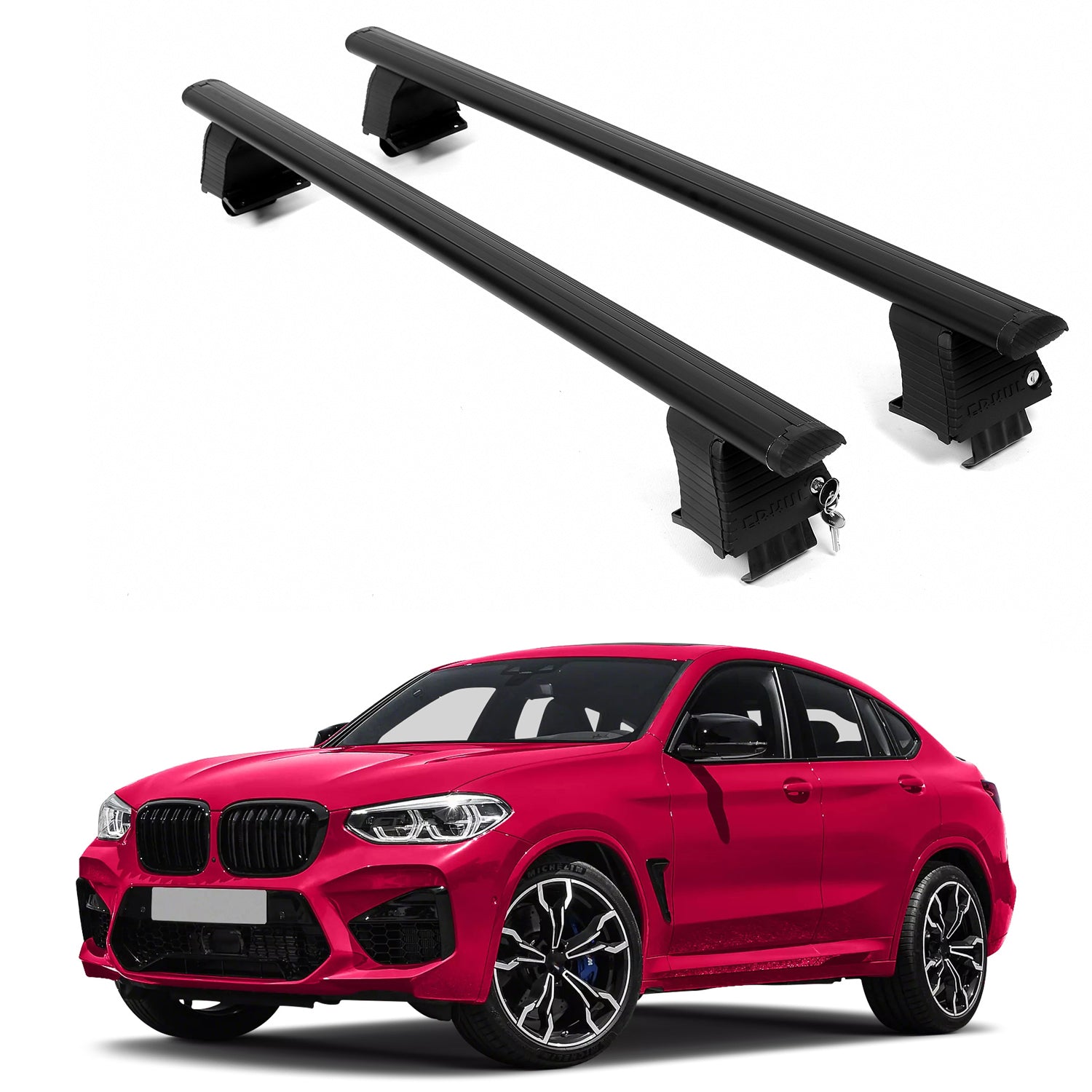 ERKUL Roof Rack Crossbars For BMW X4 M 2020-2025 Naked Roof Aluminum Black